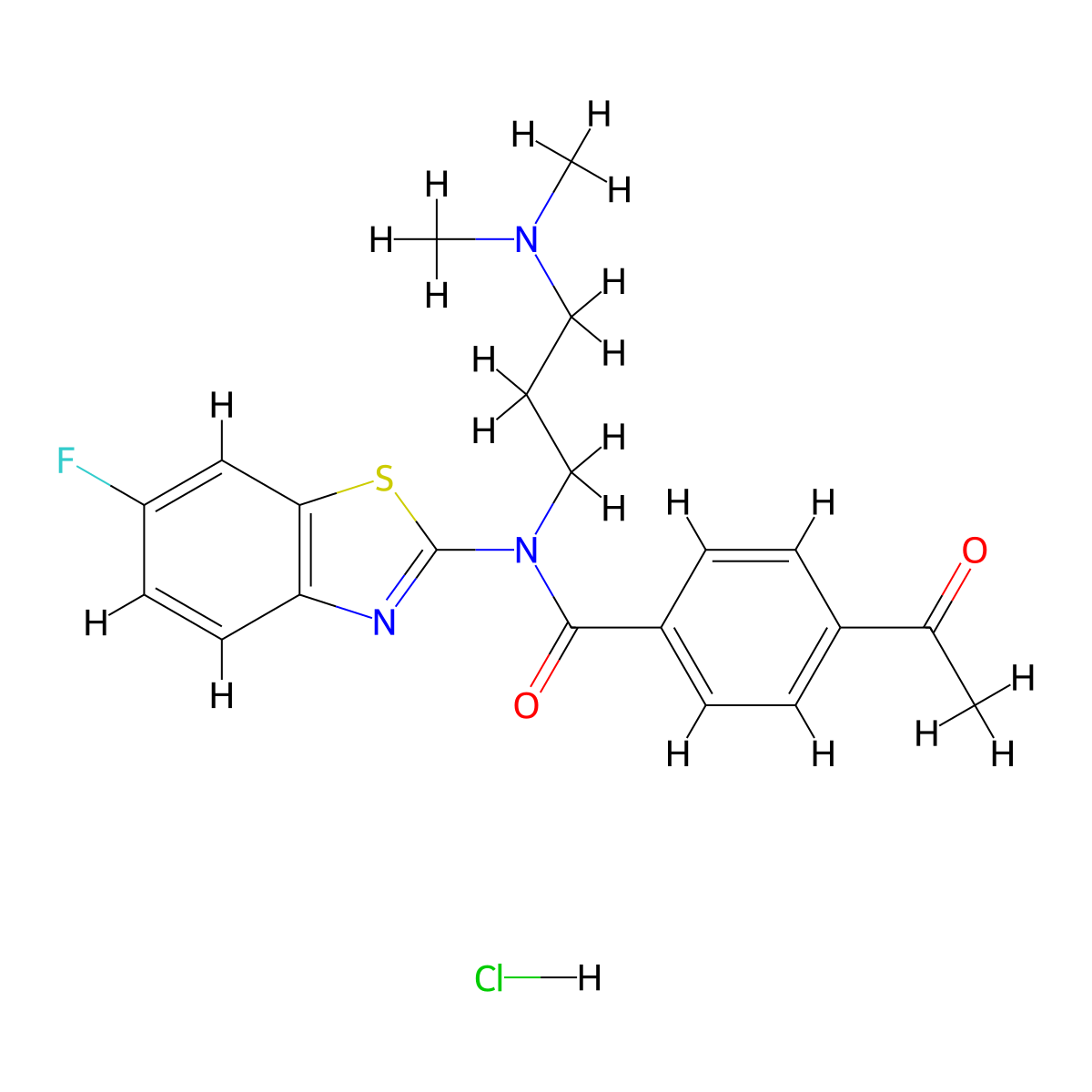4-acetyl-N-(3-(dimethylamino)propyl)-N-(6-fluorobenzo[d]thiazol-2-yl)benzamide hydrochloride molecular structure, CAS 1215621-48-9