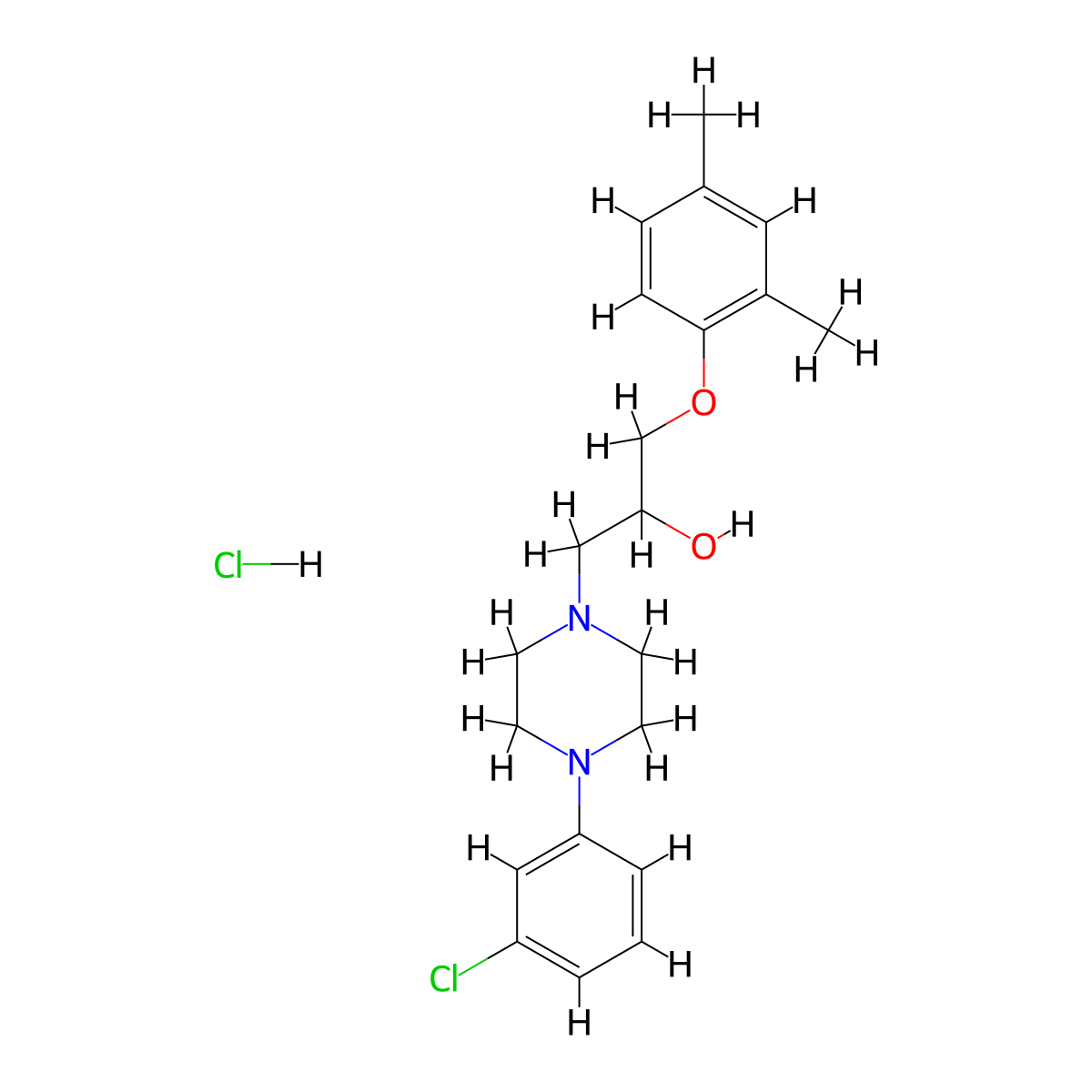 1-[4-(3-Chlorophenyl)piperazin-1-YL]-3-(2,4-dimethylphenoxy)propan-2-OL hydrochloride molecular structure, CAS 1215621-96-7