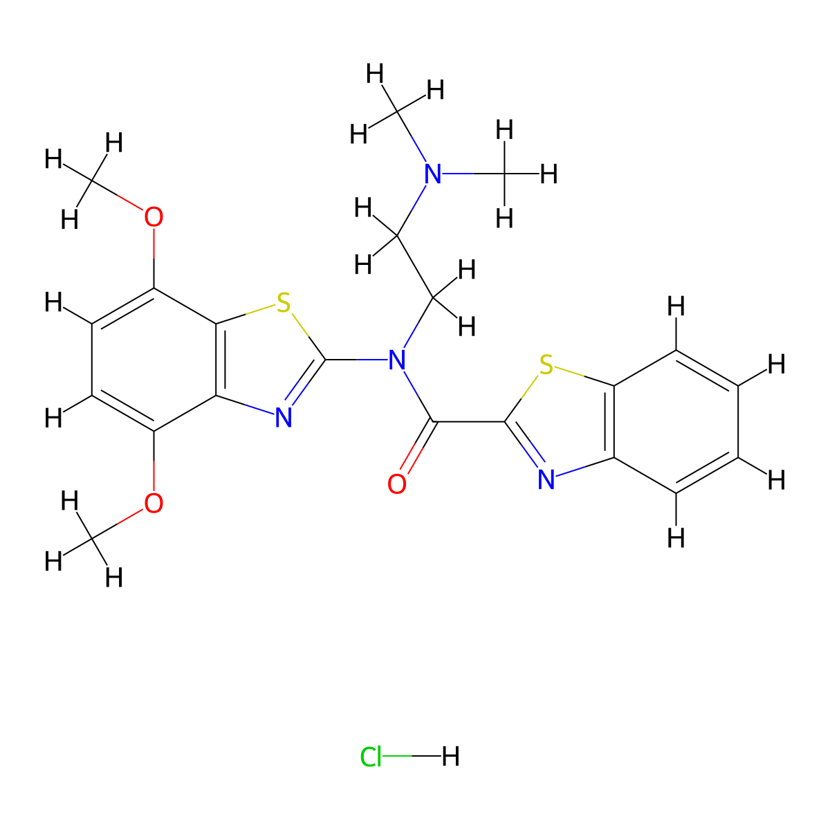 N-(4,7-dimethoxybenzo[d]thiazol-2-yl)-N-(2-(dimethylamino)ethyl)benzo[d]thiazole-2-carboxamide hydrochloride molecular structure, CAS 1215622-24-4