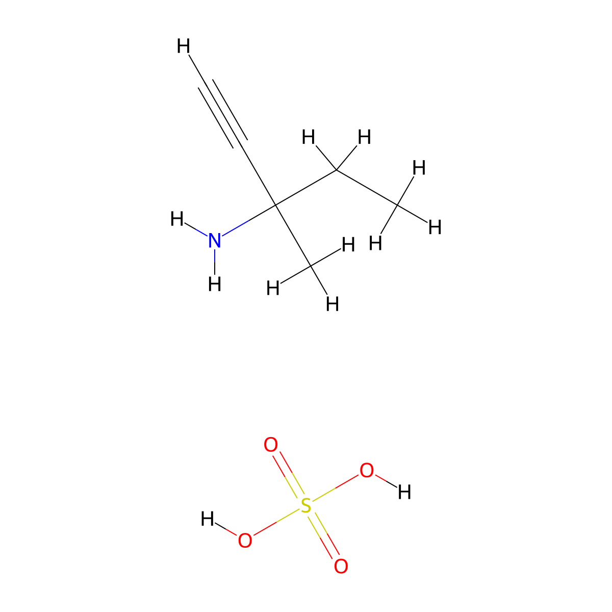 3-Methylpent-1-yn-3-amine;sulfuric acid molecular structure, CAS 1215623-09-8