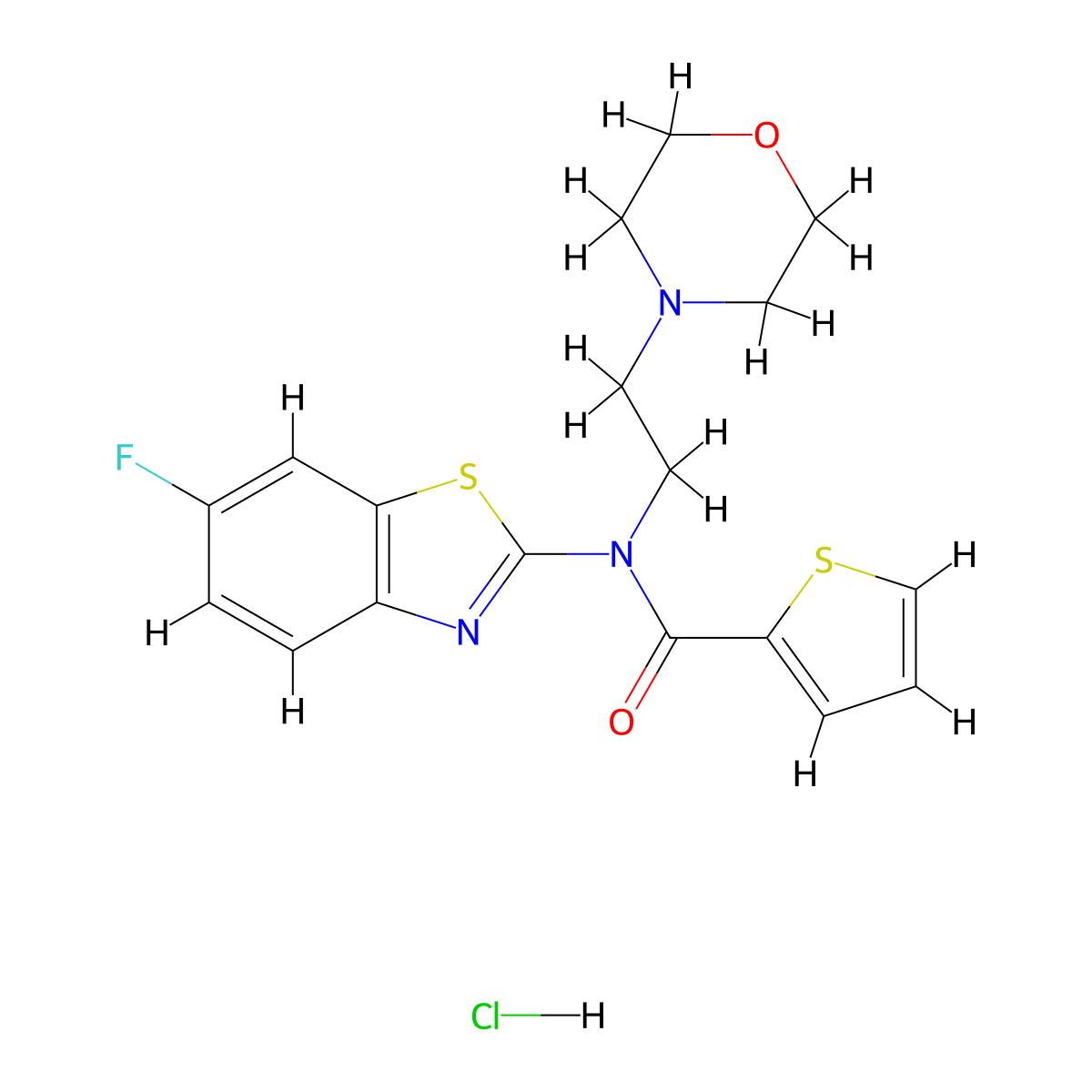 N-(6-fluorobenzo[d]thiazol-2-yl)-N-(2-morpholinoethyl)thiophene-2-carboxamide hydrochloride molecular structure, CAS 1215623-67-8
