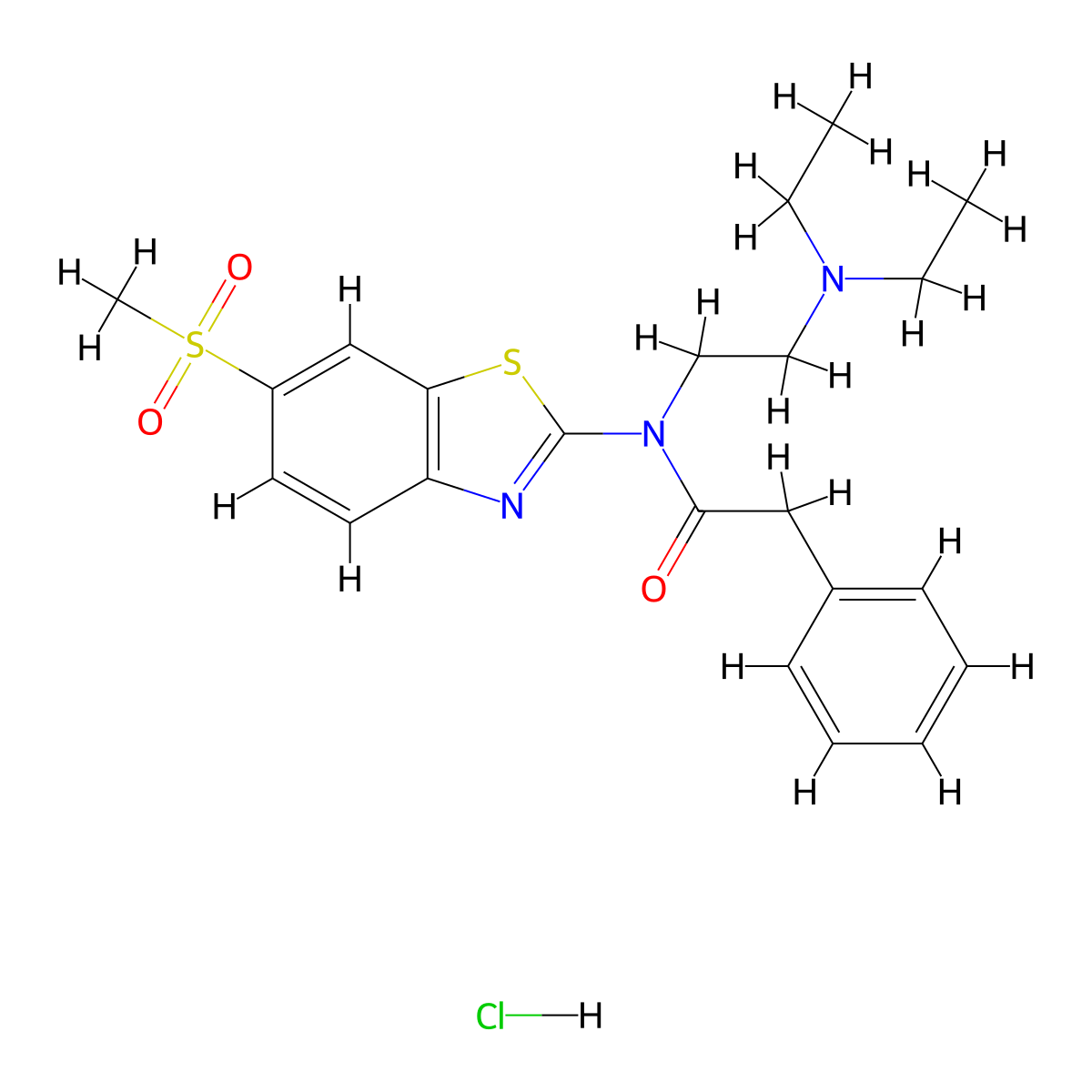 N-(2-(diethylamino)ethyl)-N-(6-(methylsulfonyl)benzo[d]thiazol-2-yl)-2-phenylacetamide hydrochloride molecular structure, CAS 1215623-87-2