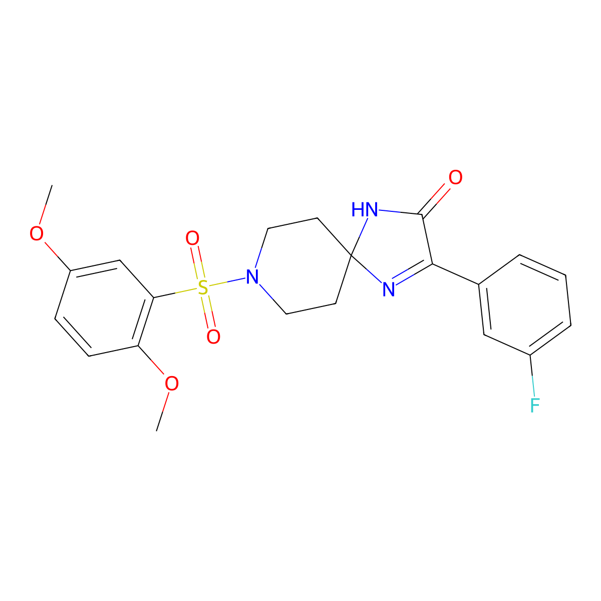 8-((2,5-Dimethoxyphenyl)sulfonyl)-3-(3-fluorophenyl)-1,4,8-triazaspiro[4.5]dec-3-en-2-one molecular structure, CAS 1215623-91-8