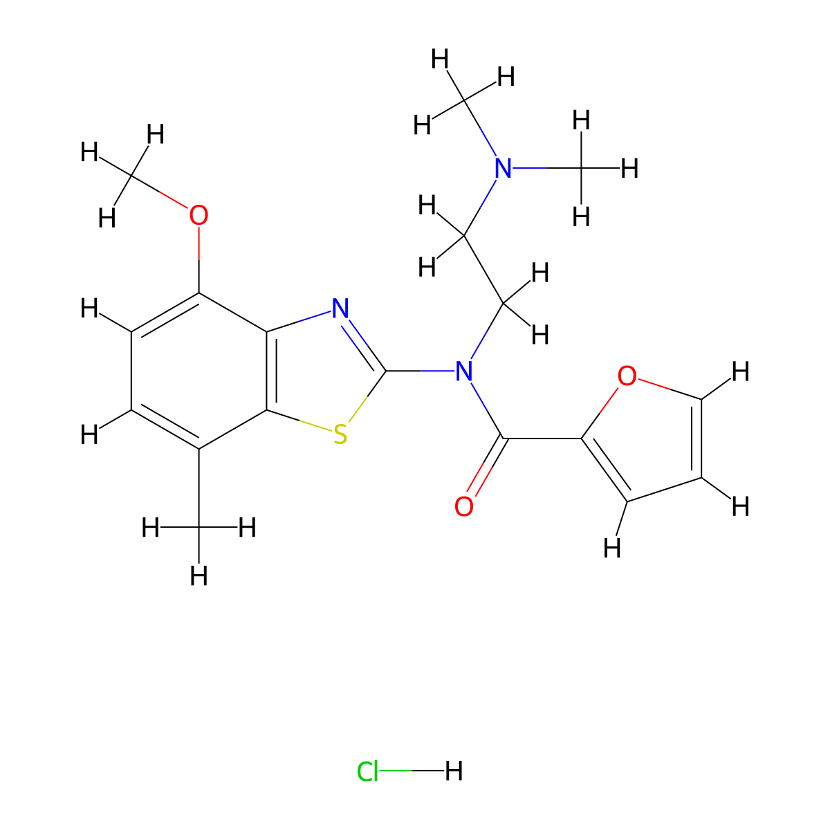 N-(2-(dimethylamino)ethyl)-N-(4-methoxy-7-methylbenzo[d]thiazol-2-yl)furan-2-carboxamide hydrochloride molecular structure, CAS 1215624-64-8