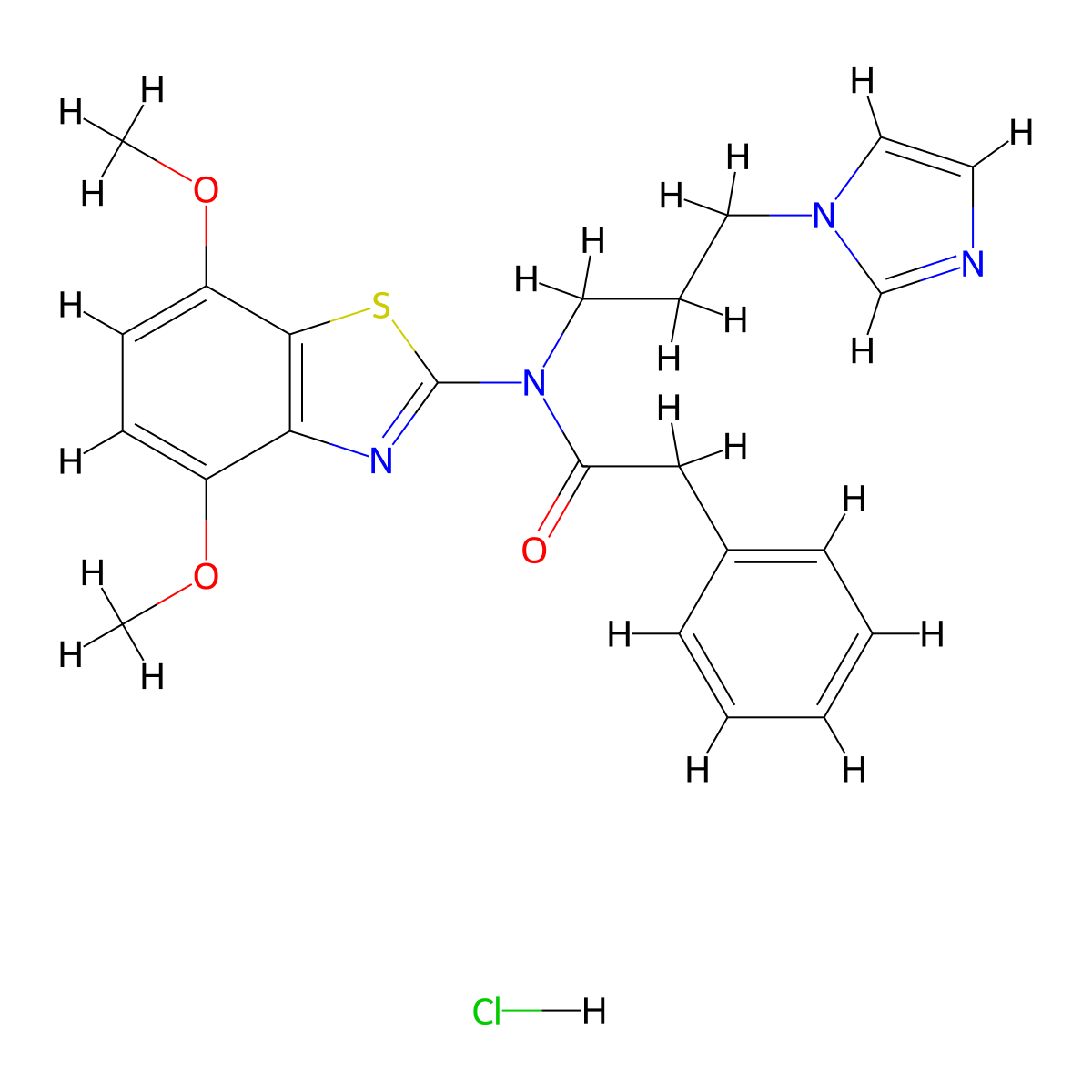 N-(3-(1H-imidazol-1-yl)propyl)-N-(4,7-dimethoxybenzo[d]thiazol-2-yl)-2-phenylacetamide hydrochloride molecular structure, CAS 1215626-07-5