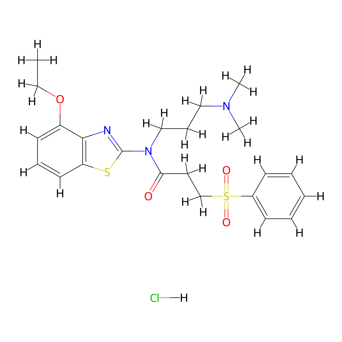 N-(3-(dimethylamino)propyl)-N-(4-ethoxybenzo[d]thiazol-2-yl)-3-(phenylsulfonyl)propanamide hydrochloride molecular structure, CAS 1215626-78-0