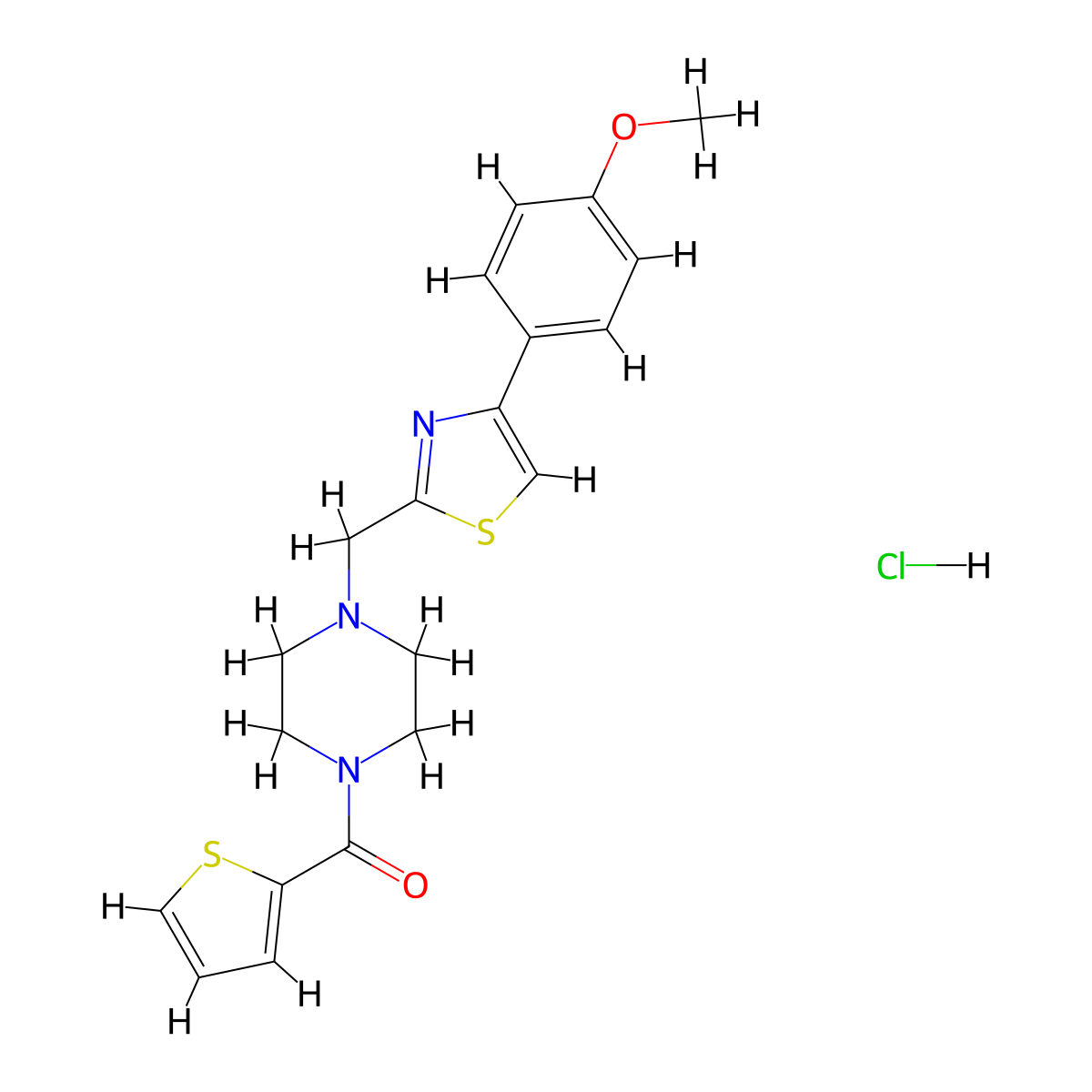 (4-((4-(4-Methoxyphenyl)thiazol-2-yl)methyl)piperazin-1-yl)(thiophen-2-yl)methanone hydrochloride molecular structure, CAS 1215627-39-6