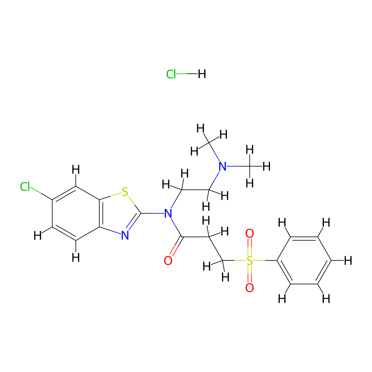N-(6-chlorobenzo[d]thiazol-2-yl)-N-(2-(dimethylamino)ethyl)-3-(phenylsulfonyl)propanamide hydrochloride molecular structure, CAS 1215627-79-4