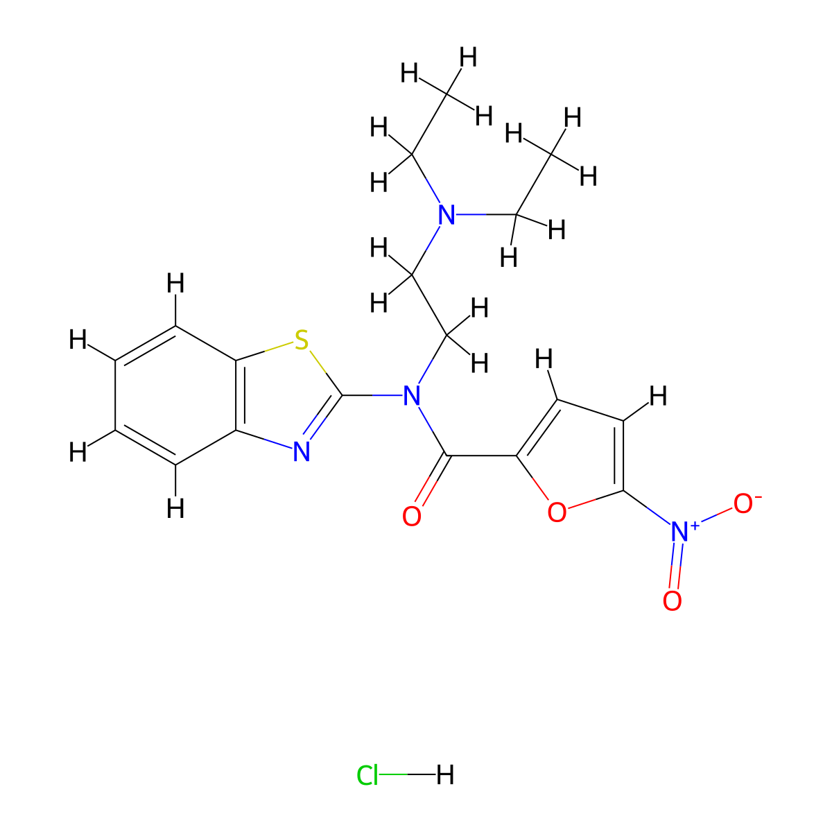 N-(benzo[d]thiazol-2-yl)-N-(2-(diethylamino)ethyl)-5-nitrofuran-2-carboxamide hydrochloride molecular structure, CAS 1215629-43-8