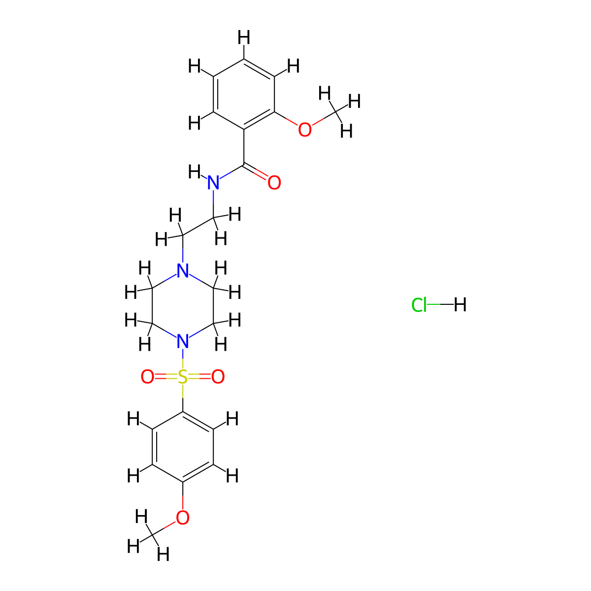 2-methoxy-N-(2-(4-((4-methoxyphenyl)sulfonyl)piperazin-1-yl)ethyl)benzamide hydrochloride molecular structure, CAS 1215631-98-3