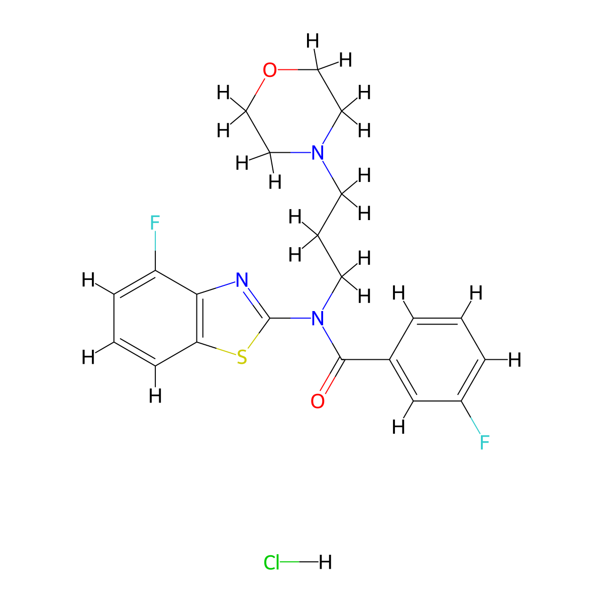 3-fluoro-N-(4-fluorobenzo[d]thiazol-2-yl)-N-(3-morpholinopropyl)benzamide hydrochloride molecular structure, CAS 1215632-35-1