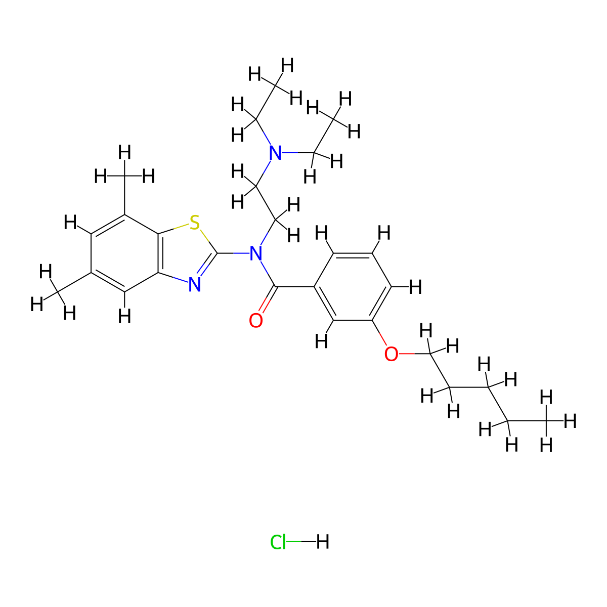 N-(2-(diethylamino)ethyl)-N-(5,7-dimethylbenzo[d]thiazol-2-yl)-3-(pentyloxy)benzamide hydrochloride molecular structure, CAS 1215633-67-2