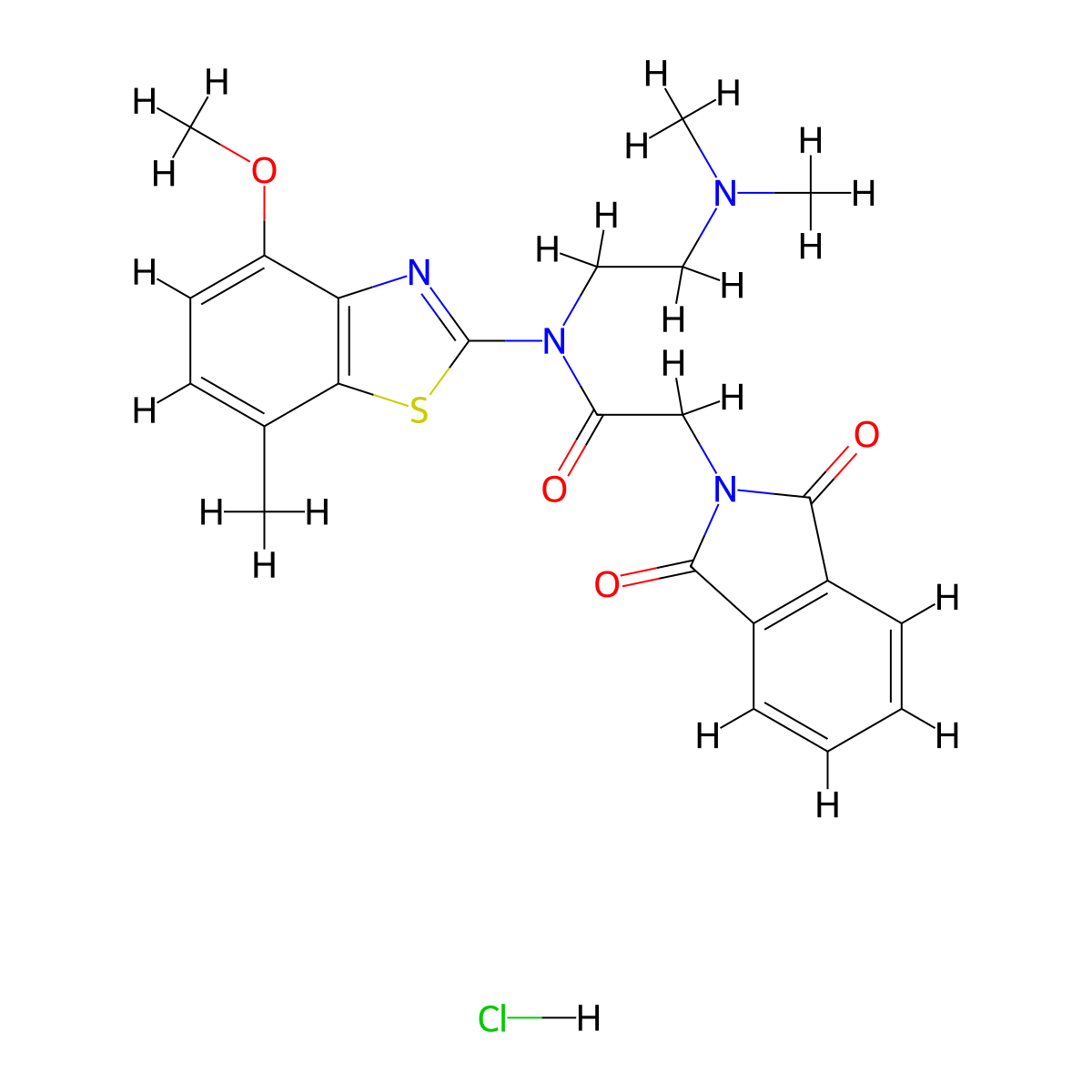 N-[2-(dimethylamino)ethyl]-2-(1,3-dioxo-2,3-dihydro-1H-isoindol-2-yl)-N-(4-methoxy-7-methyl-1,3-benzothiazol-2-yl)acetamide hydrochloride molecular structure, CAS 1215634-05-1