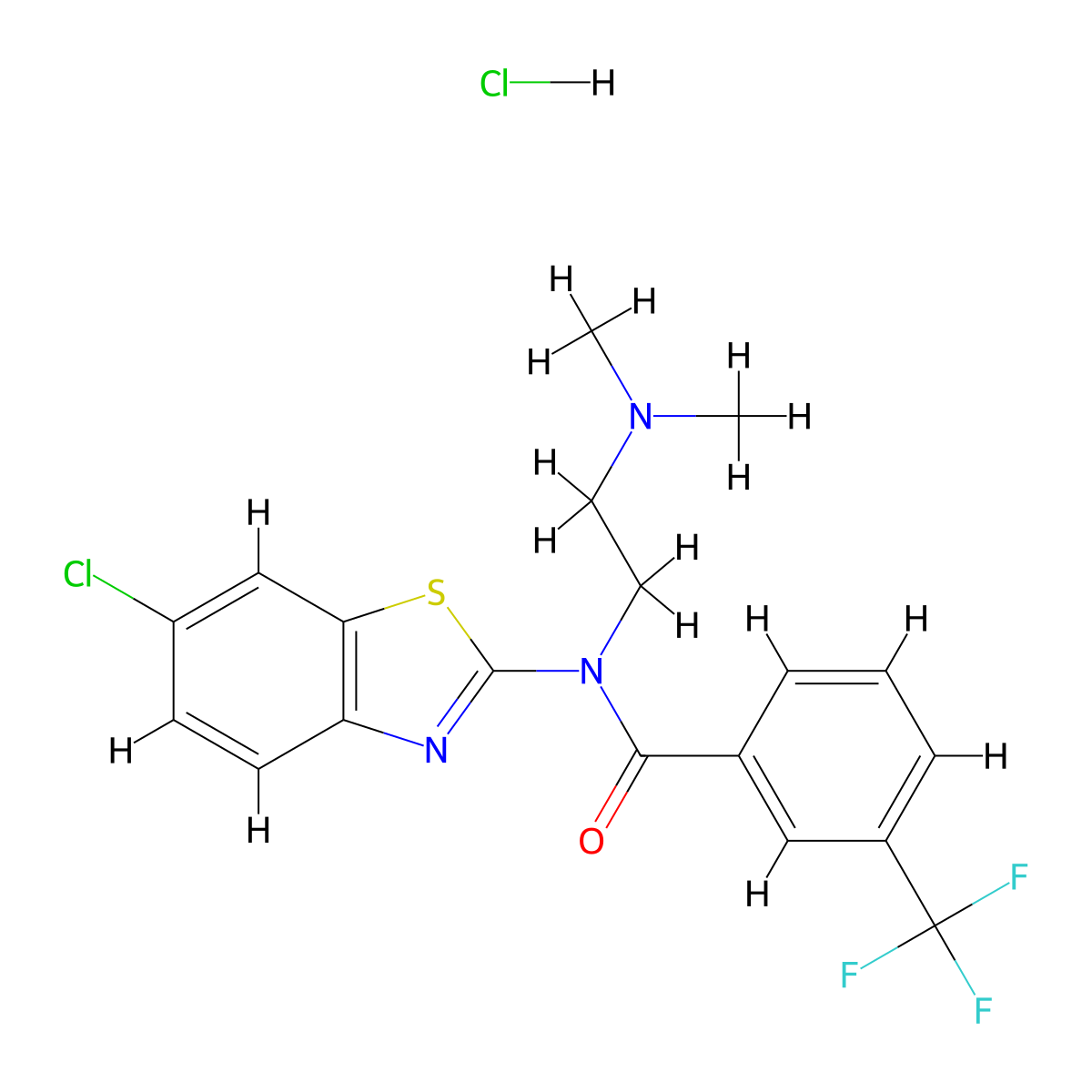 N-(6-Chloro-1,3-benzothiazol-2-YL)-N-[2-(dimethylamino)ethyl]-3-(trifluoromethyl)benzamide hydrochloride molecular structure, CAS 1215634-26-6