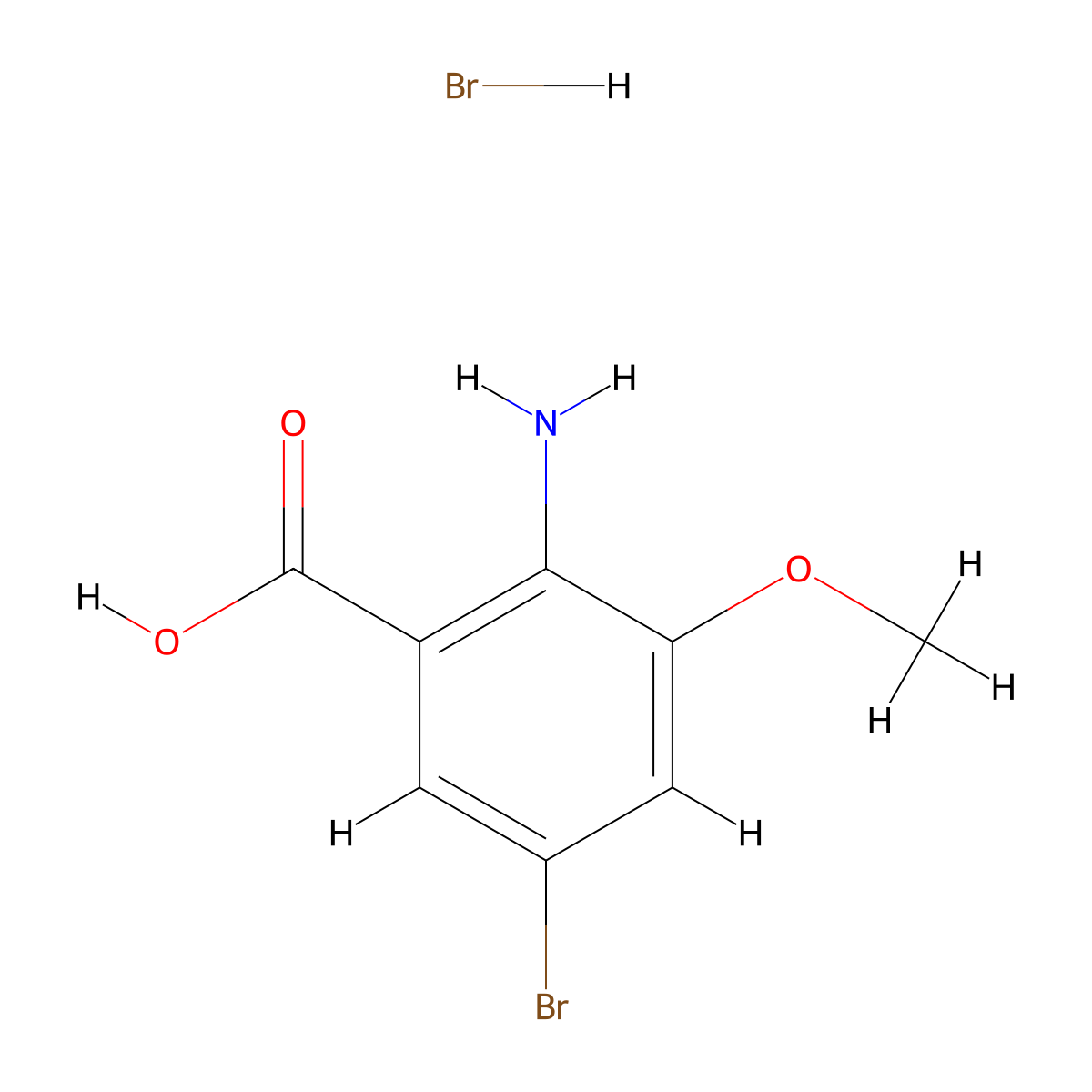 2-Amino-5-bromo-3-methoxy-benzoic acid hydrobromide molecular structure, CAS 1215634-37-9