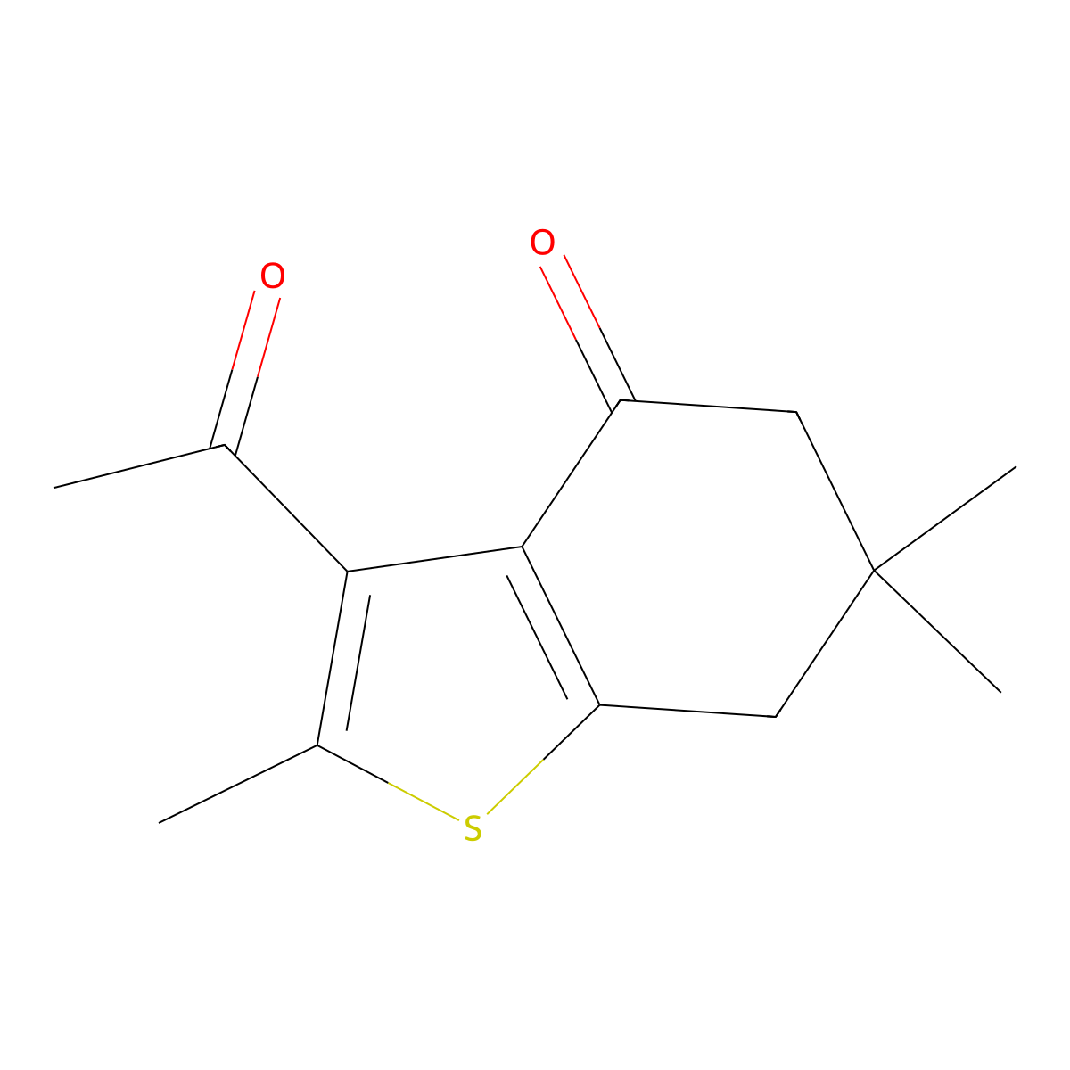 3-Acetyl-2,6,6-trimethyl-6,7-dihydro-1-benzothiophen-4(5H)-one molecular structure, CAS 1215635-35-0