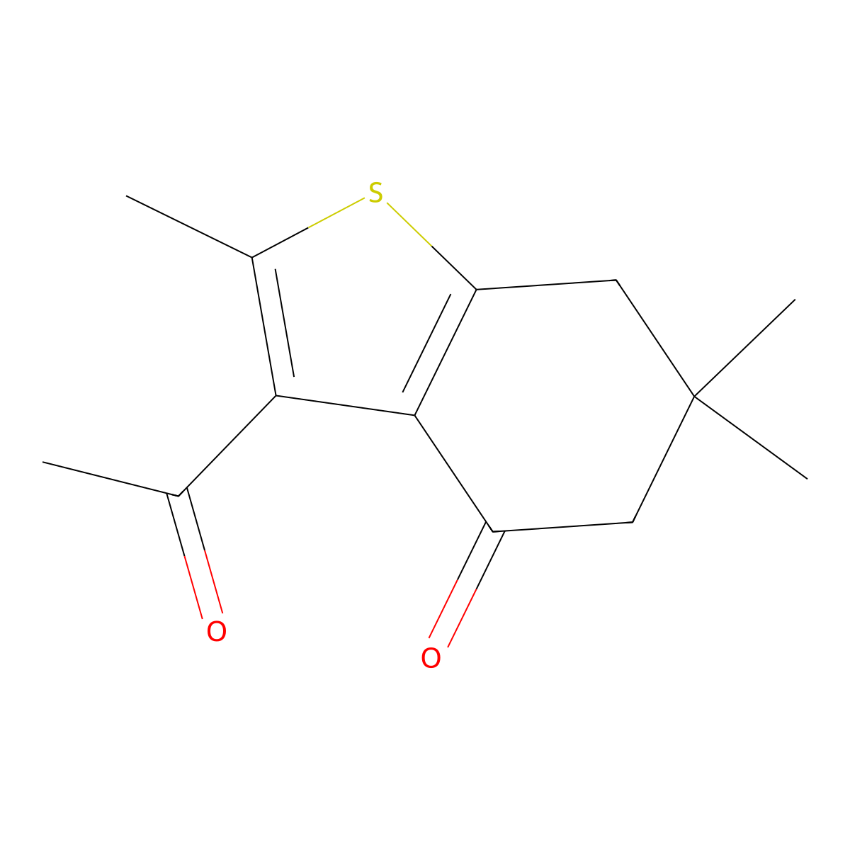 3-Acetyl-2,6,6-trimethyl-6,7-dihydro-1-benzothiophen-4(5H)-one molecular structure, CAS 1215635-35-0