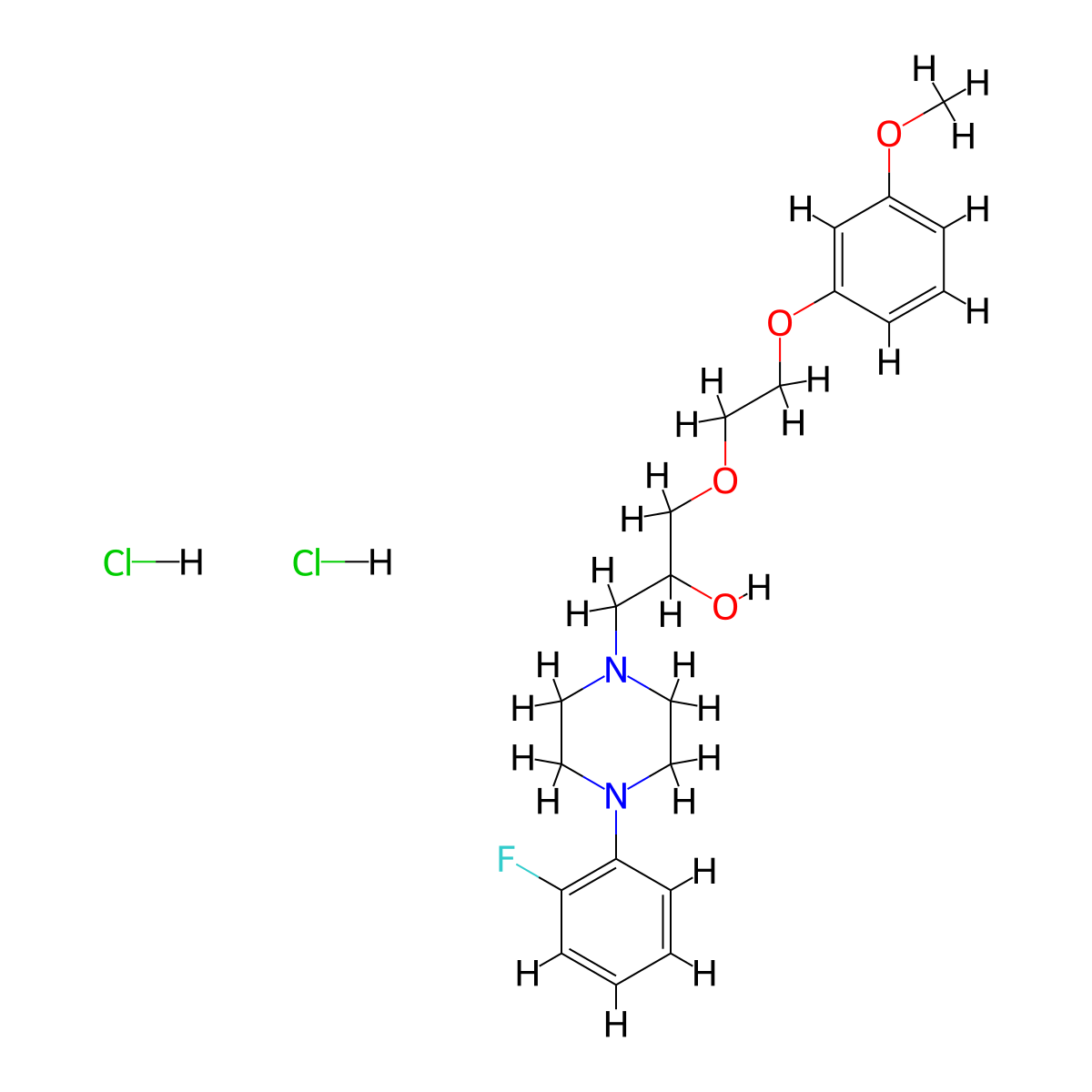 1-[4-(2-Fluorophenyl)piperazin-1-YL]-3-[2-(3-methoxyphenoxy)ethoxy]propan-2-OL dihydrochloride molecular structure, CAS 1215635-63-4