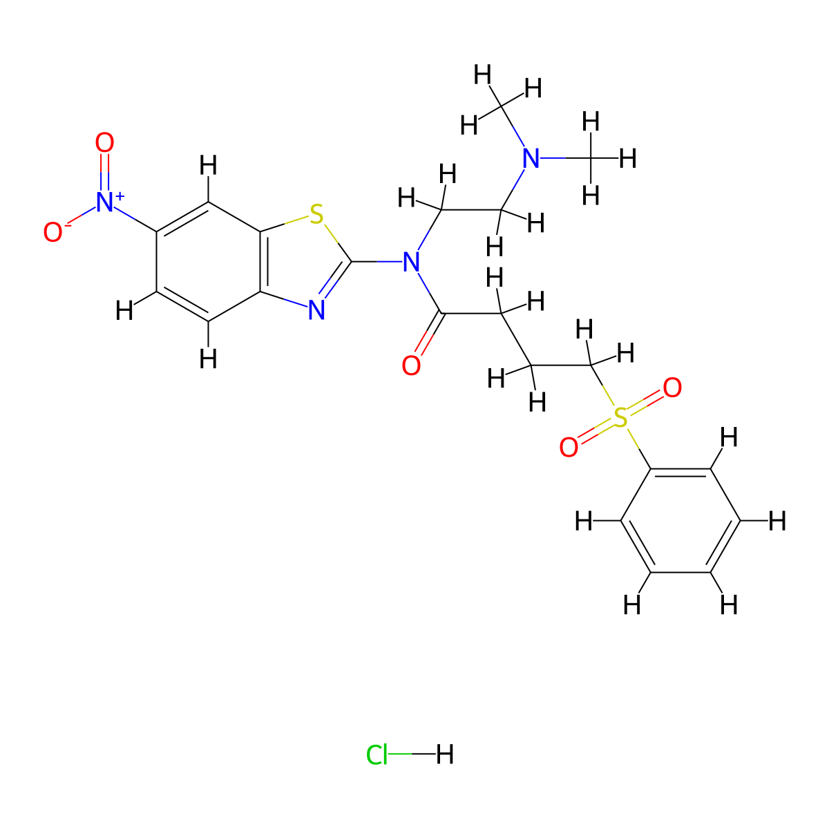 N-(2-(dimethylamino)ethyl)-N-(6-nitrobenzo[d]thiazol-2-yl)-4-(phenylsulfonyl)butanamide hydrochloride molecular structure, CAS 1215636-27-3