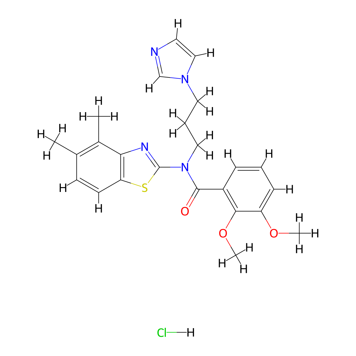N-(3-(1H-imidazol-1-yl)propyl)-N-(4,5-dimethylbenzo[d]thiazol-2-yl)-2,3-dimethoxybenzamide hydrochloride molecular structure, CAS 1215639-62-5