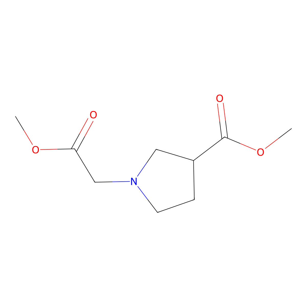 Methyl 1-(2-methoxy-2-oxoethyl)pyrrolidine-3-carboxylate molecular structure, CAS 121564-87-2