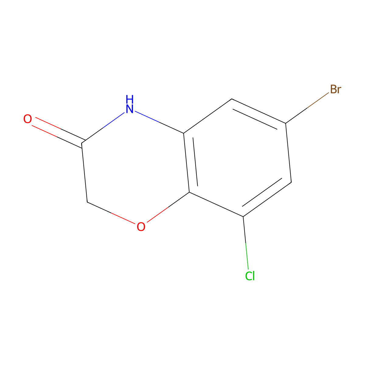 6-Bromo-8-chloro-2H-benzo[B][1,4]oxazin-3(4H)-one molecular structure, CAS 121564-96-3