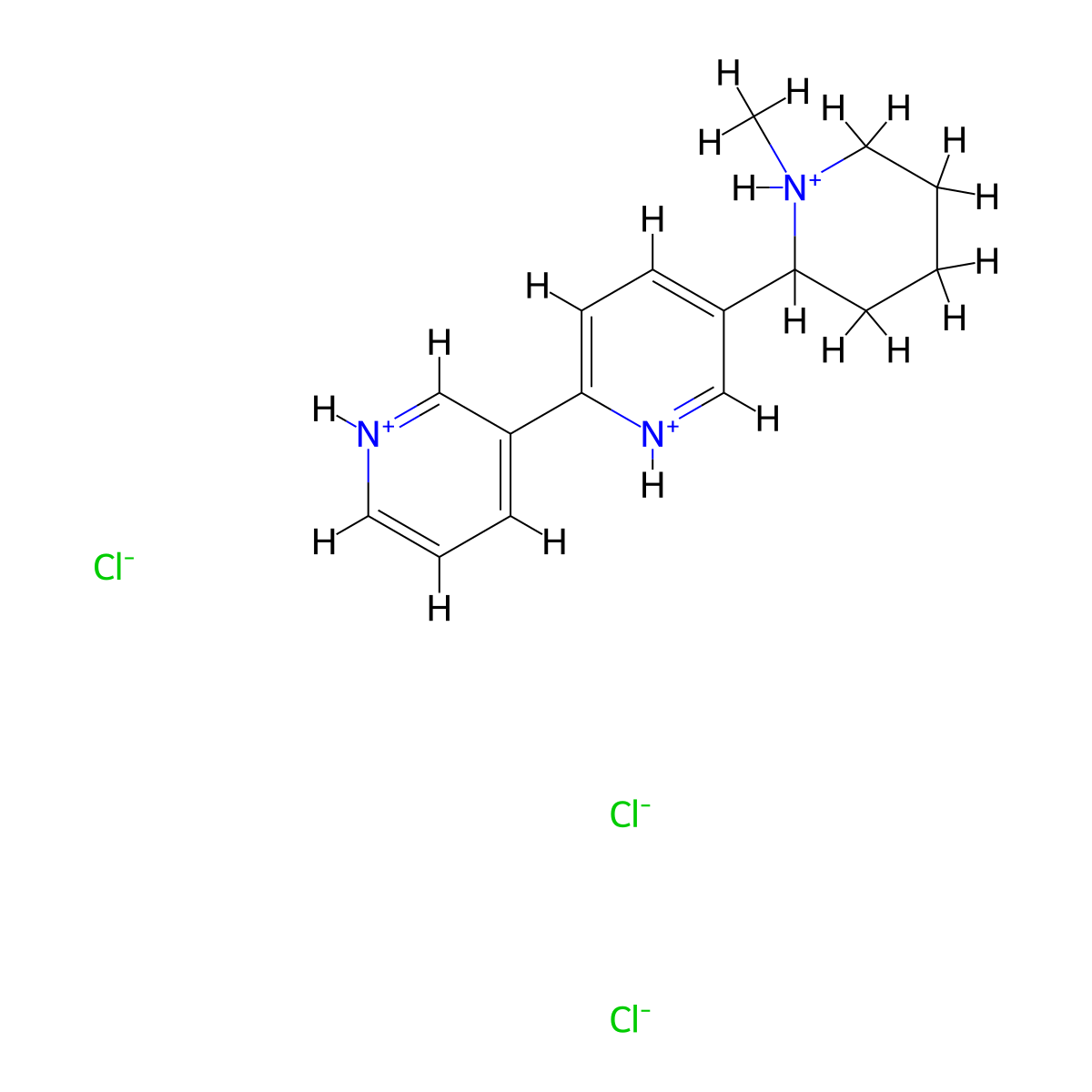 5-(1-Methyl-2-piperidiniumyl)-2,3'-bipyridinium trichloride molecular structure, CAS 1215641-91-0