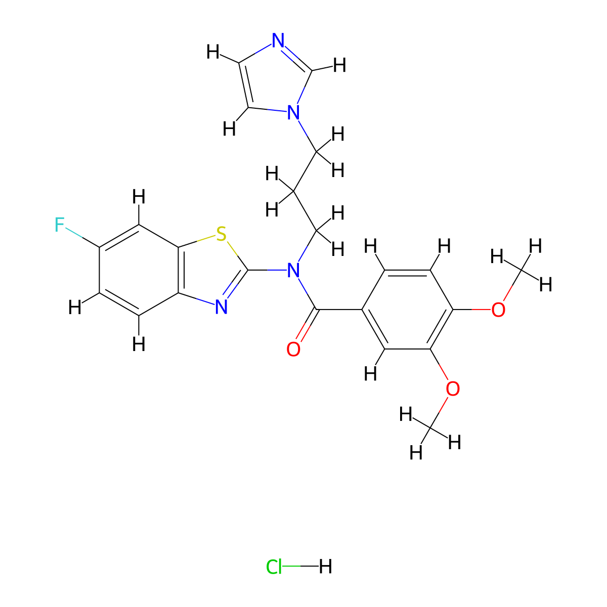 N-(6-fluoro-1,3-benzothiazol-2-yl)-N-[3-(1H-imidazol-1-yl)propyl]-3,4-dimethoxybenzamide hydrochloride molecular structure, CAS 1215642-26-4