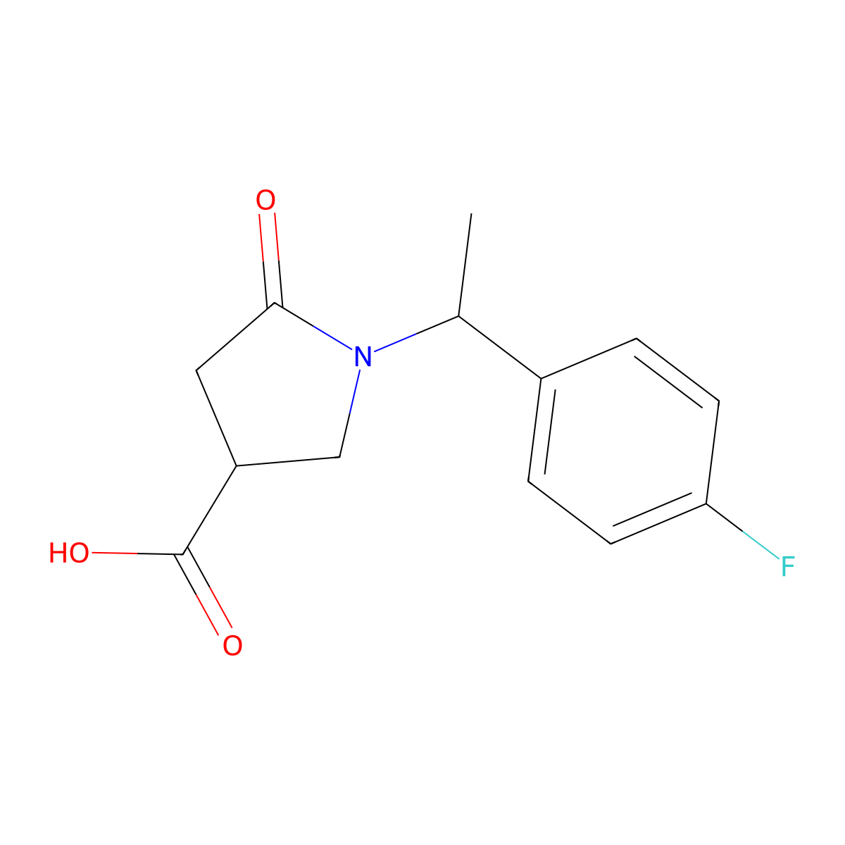 1-[1-(4-Fluorophenyl)ethyl]-5-oxopyrrolidine-3-carboxylic acid molecular structure, CAS 1215642-98-0