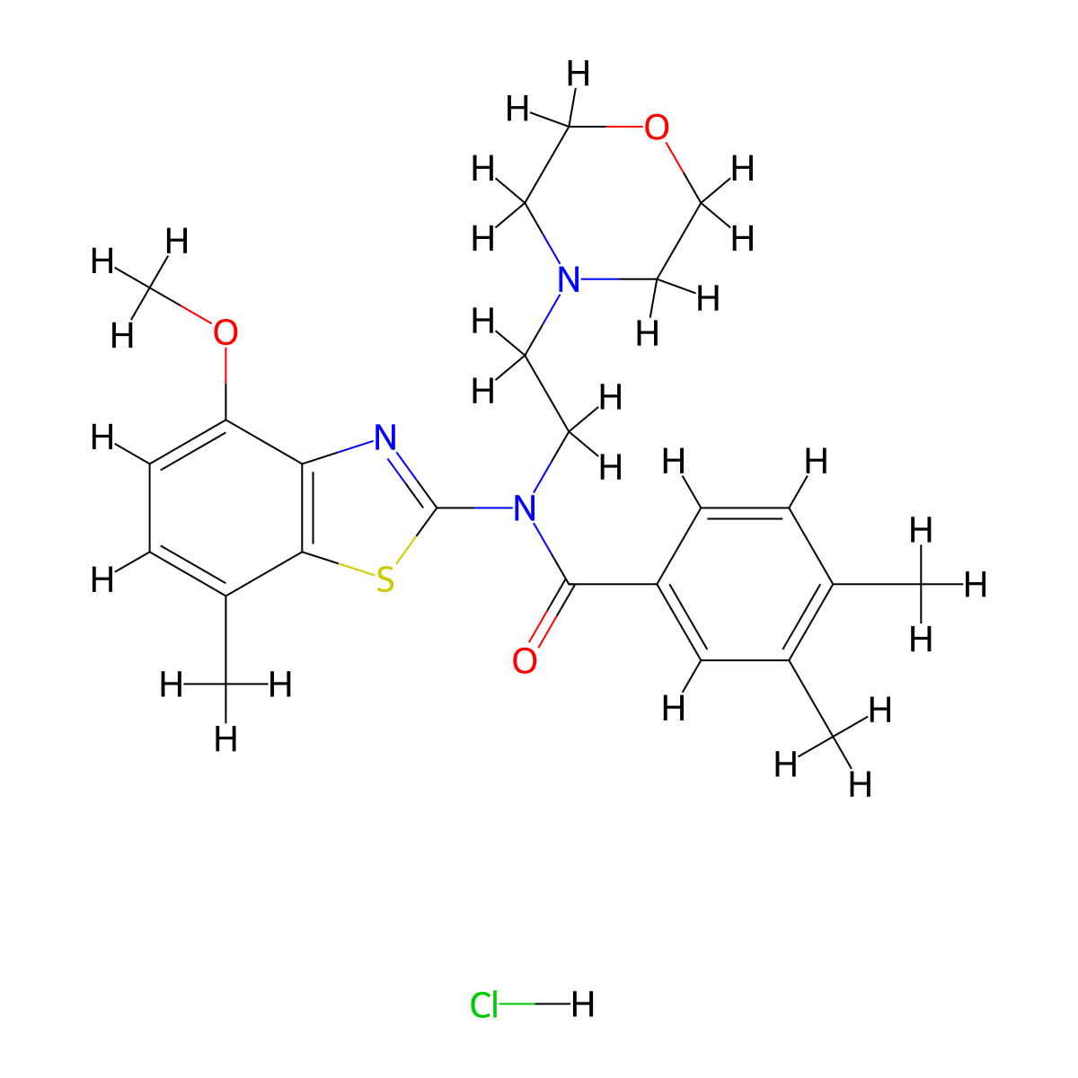 N-(4-methoxy-7-methylbenzo[d]thiazol-2-yl)-3,4-dimethyl-N-(2-morpholinoethyl)benzamide hydrochloride molecular structure, CAS 1215643-31-4