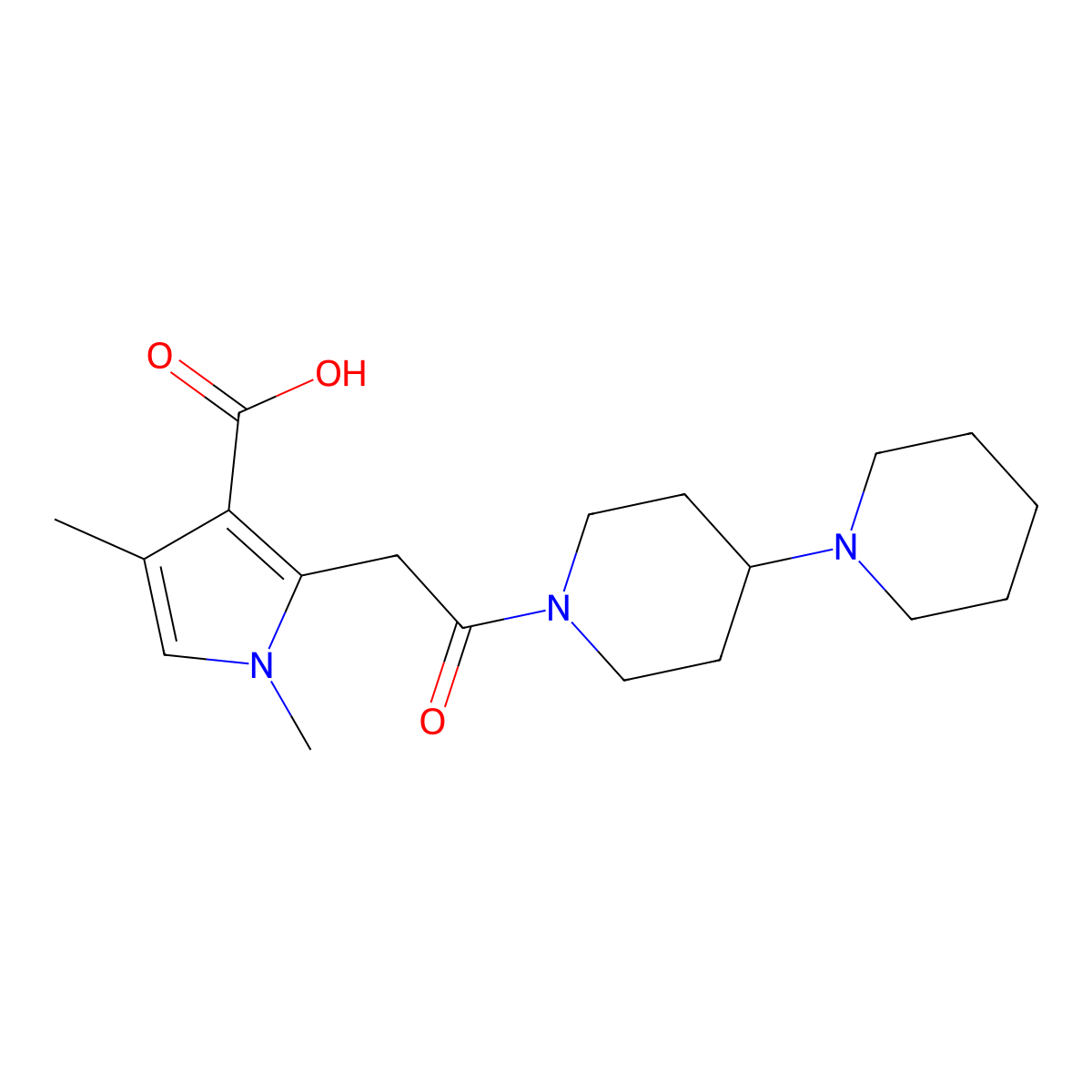 2-[2-(1,4'-Bipiperidin-1'-yl)-2-oxoethyl]-1,4-dimethyl-1H-pyrrole-3-carboxylic acid molecular structure, CAS 1215643-39-2