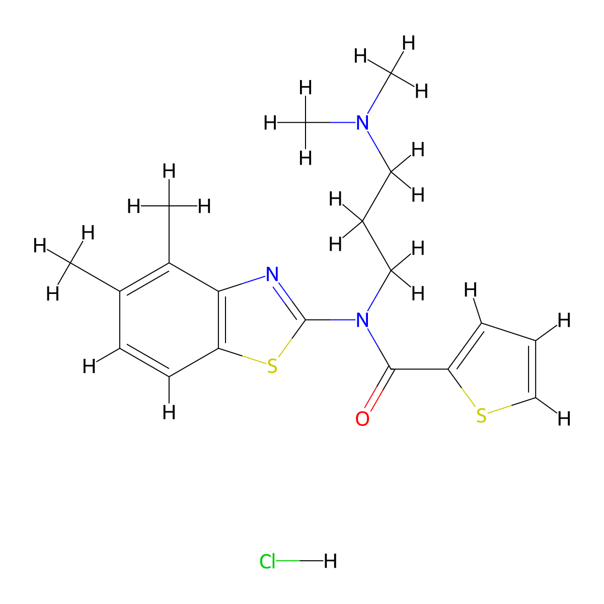 N-(3-(dimethylamino)propyl)-N-(4,5-dimethylbenzo[d]thiazol-2-yl)thiophene-2-carboxamide hydrochloride molecular structure, CAS 1215644-26-0