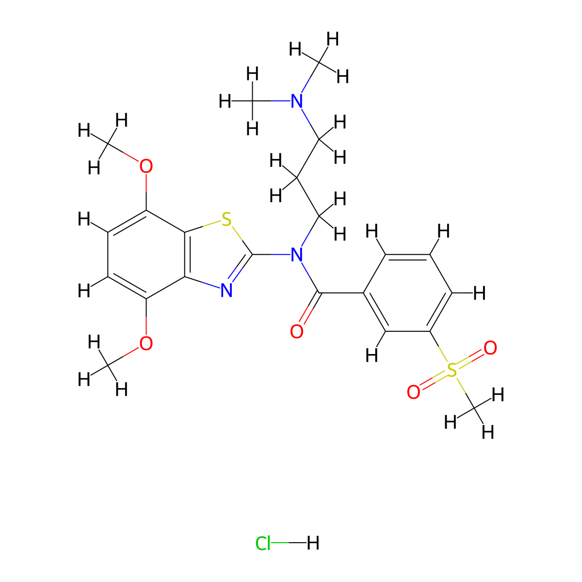 N-(4,7-dimethoxybenzo[d]thiazol-2-yl)-N-(3-(dimethylamino)propyl)-3-(methylsulfonyl)benzamide hydrochloride molecular structure, CAS 1215645-09-2