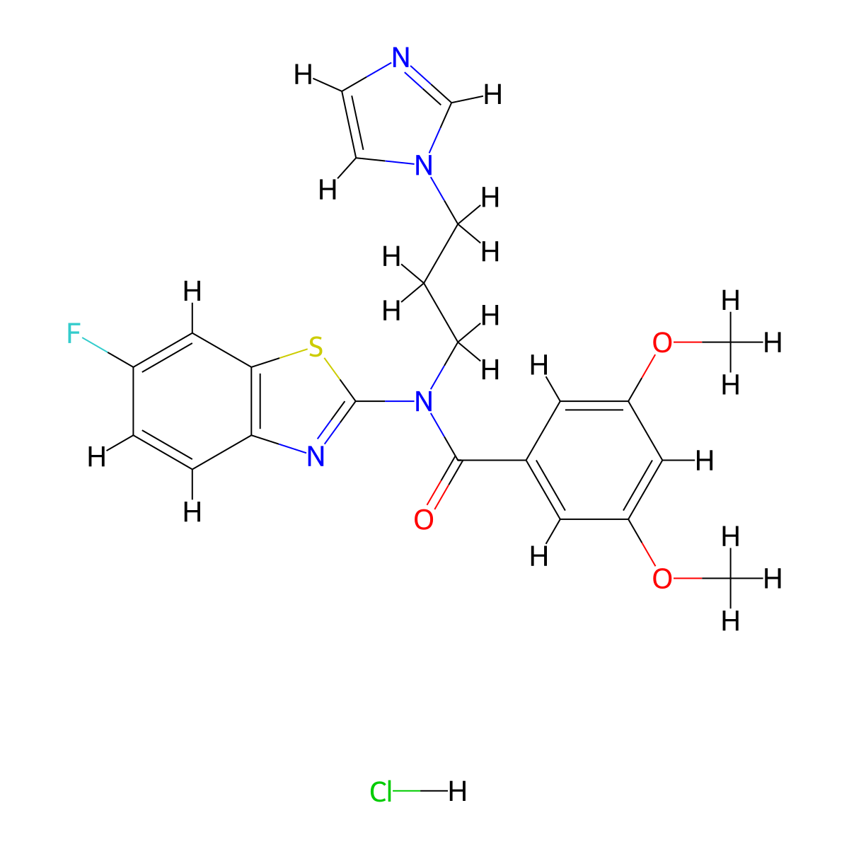 N-(3-(1H-imidazol-1-yl)propyl)-N-(6-fluorobenzo[d]thiazol-2-yl)-3,5-dimethoxybenzamide hydrochloride molecular structure, CAS 1215645-57-0