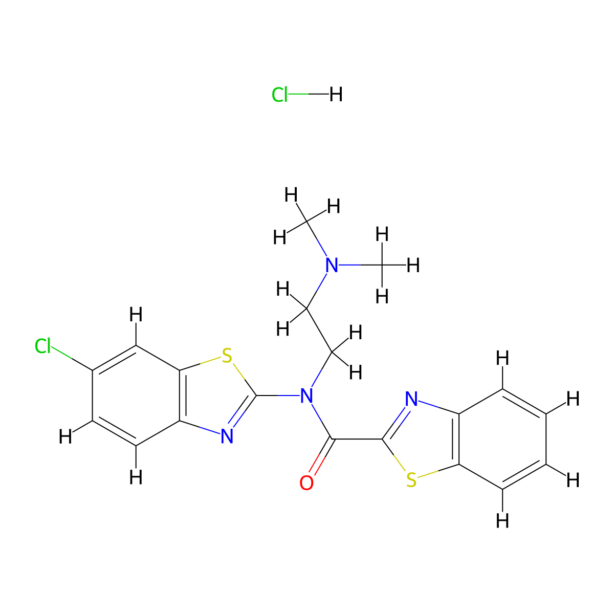 N-(6-chlorobenzo[d]thiazol-2-yl)-N-(2-(dimethylamino)ethyl)benzo[d]thiazole-2-carboxamide hydrochloride molecular structure, CAS 1215646-02-8