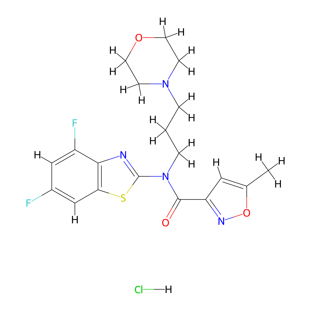 N-(4,6-difluorobenzo[d]thiazol-2-yl)-5-methyl-N-(3-morpholinopropyl)isoxazole-3-carboxamide hydrochloride molecular structure, CAS 1215648-12-6