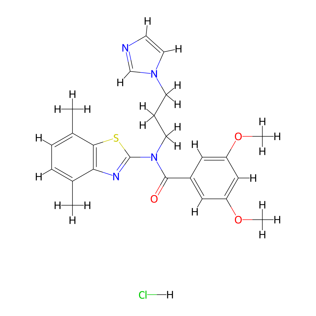 N-(3-(1H-imidazol-1-yl)propyl)-N-(4,7-dimethylbenzo[d]thiazol-2-yl)-3,5-dimethoxybenzamide hydrochloride molecular structure, CAS 1215648-38-6