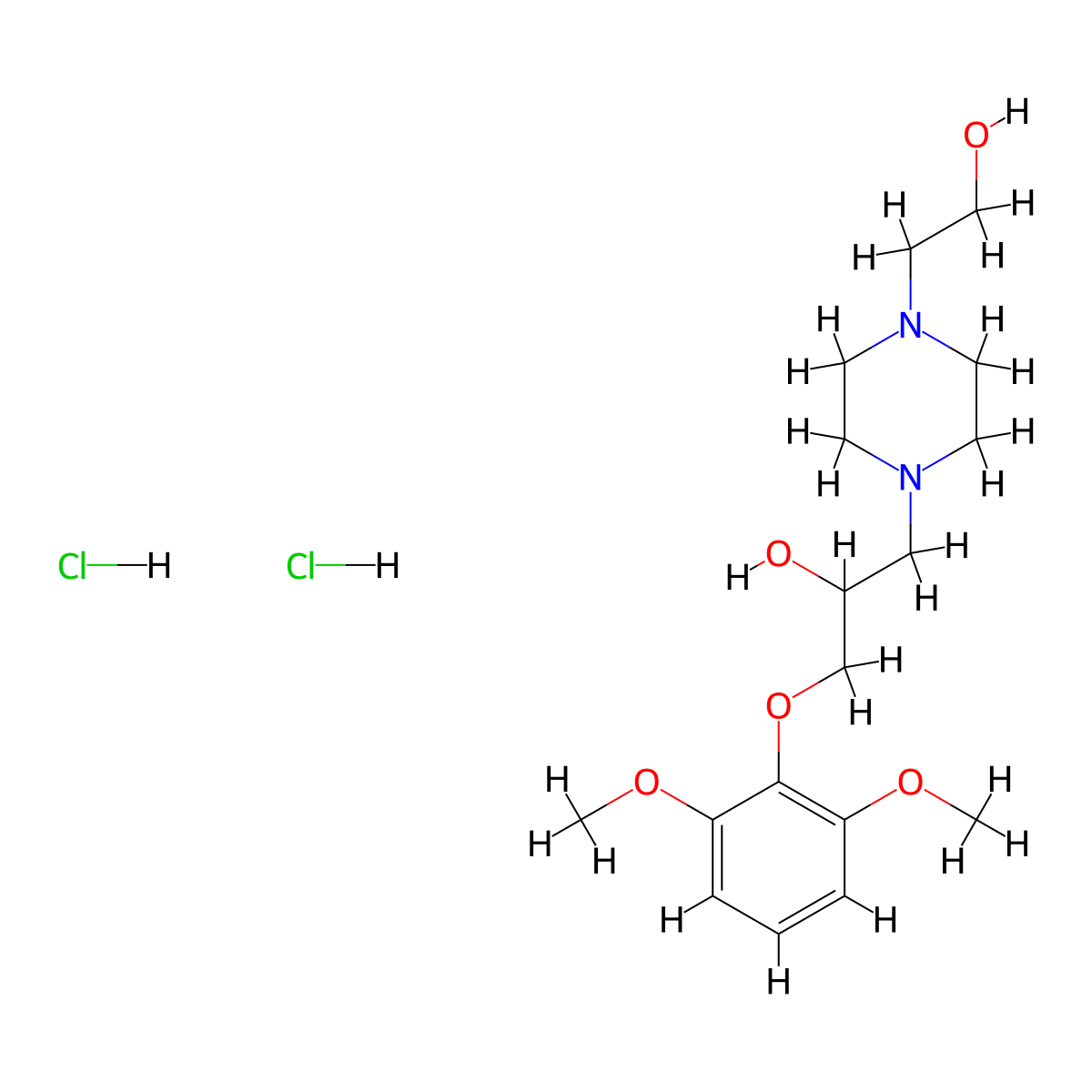 1-(2,6-Dimethoxyphenoxy)-3-[4-(2-hydroxyethyl)piperazin-1-YL]propan-2-OL dihydrochloride molecular structure, CAS 1215649-66-3