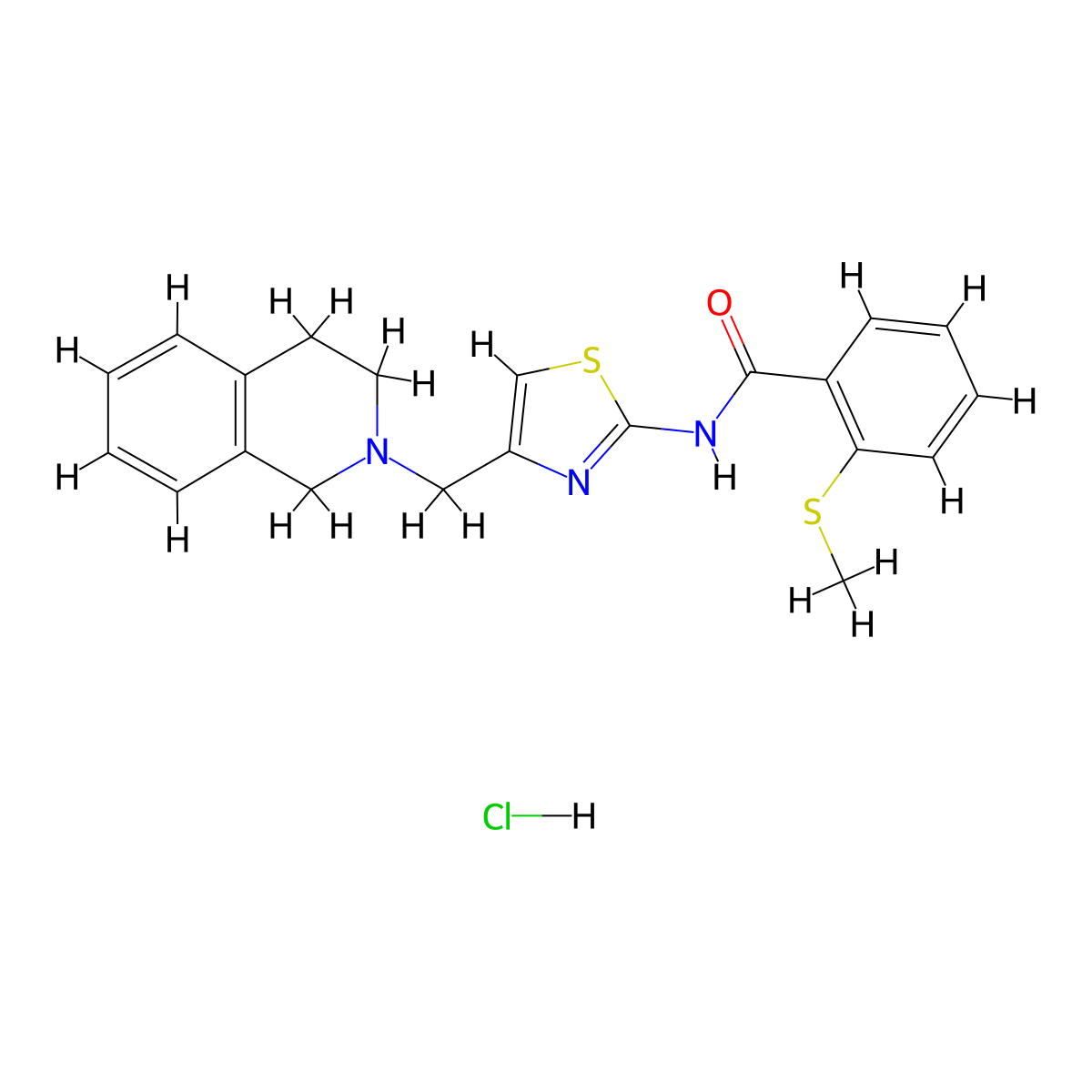 N-(4-((3,4-dihydroisoquinolin-2(1H)-yl)methyl)thiazol-2-yl)-2-(methylthio)benzamide hydrochloride molecular structure, CAS 1215651-36-7