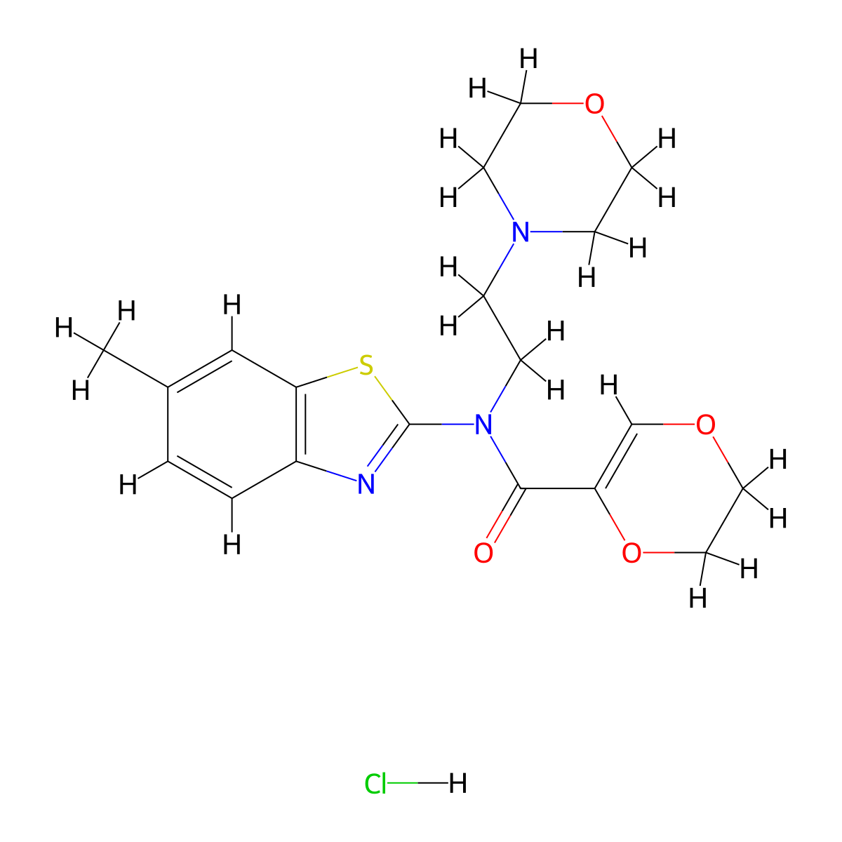 N-(6-methylbenzo[d]thiazol-2-yl)-N-(2-morpholinoethyl)-5,6-dihydro-1,4-dioxine-2-carboxamide hydrochloride molecular structure, CAS 1215651-69-6