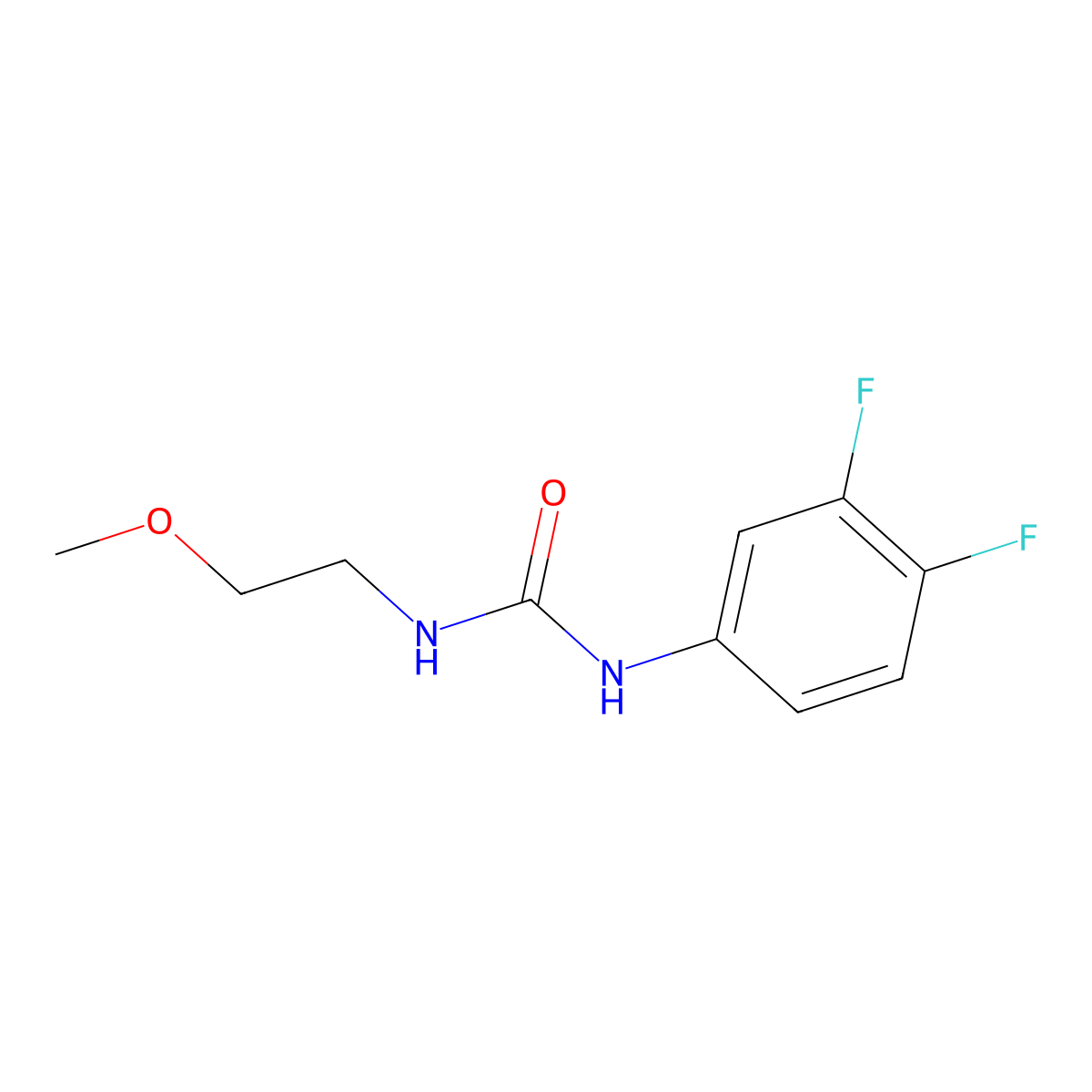 1-(3,4-Difluorophenyl)-3-(2-methoxyethyl)urea molecular structure, CAS 1215654-56-0