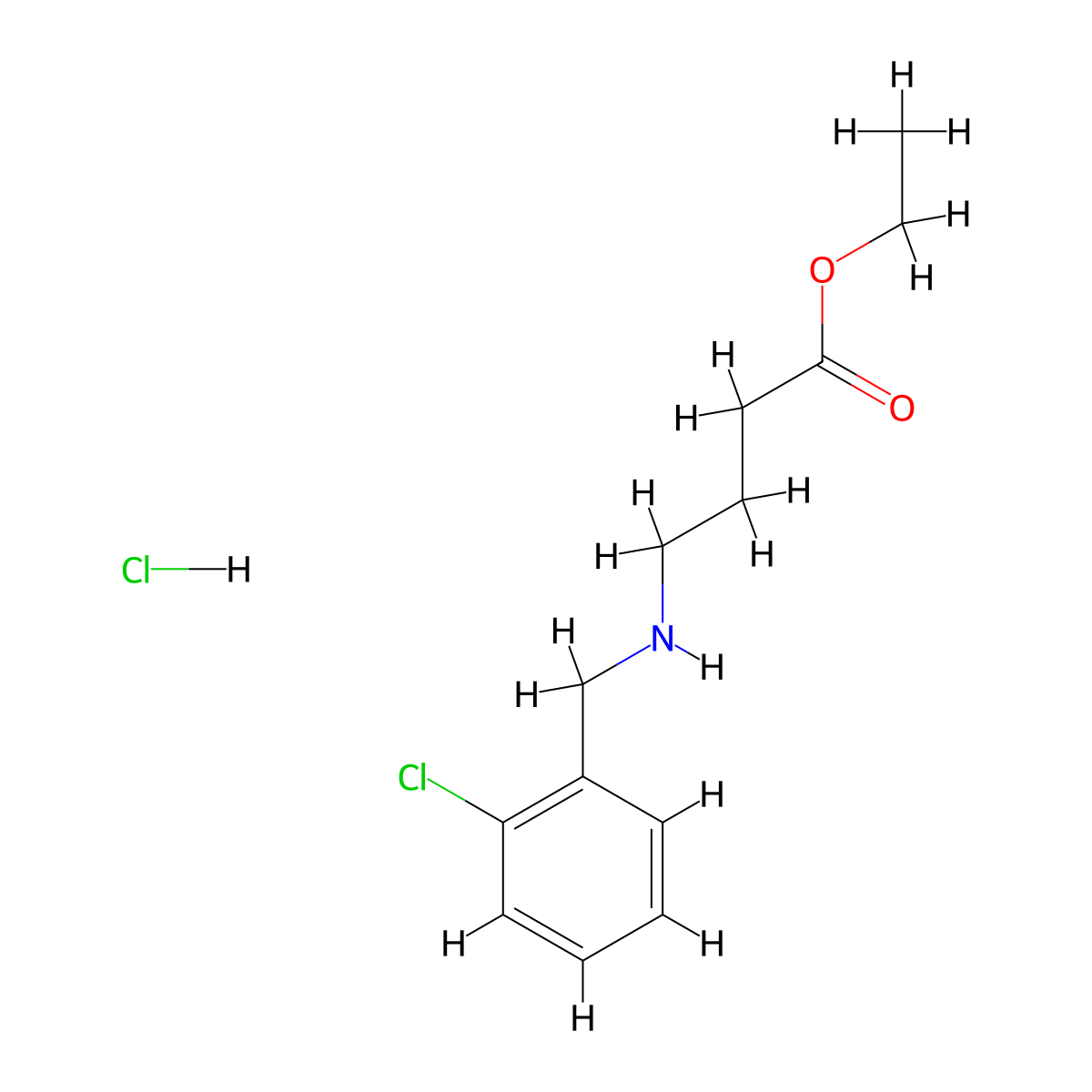 Ethyl 4-[(2-chlorobenzyl)amino]-butanoate hydrochloride molecular structure, CAS 1215654-77-5