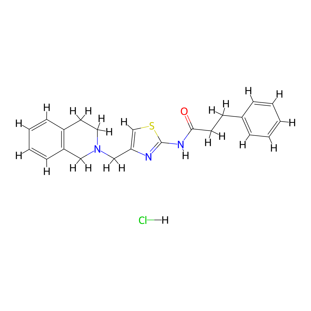 N-(4-((3,4-dihydroisoquinolin-2(1H)-yl)methyl)thiazol-2-yl)-3-phenylpropanamide hydrochloride molecular structure, CAS 1215655-16-5