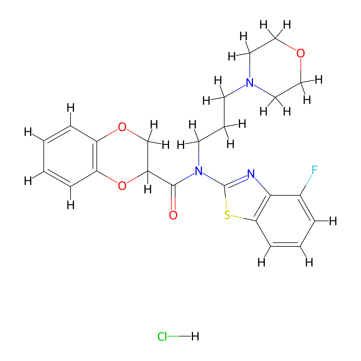 N-(4-Fluoro-1,3-benzothiazol-2-YL)-N-[3-(morpholin-4-YL)propyl]-2,3-dihydro-1,4-benzodioxine-2-carboxamide hydrochloride molecular structure, CAS 1215655-22-3
