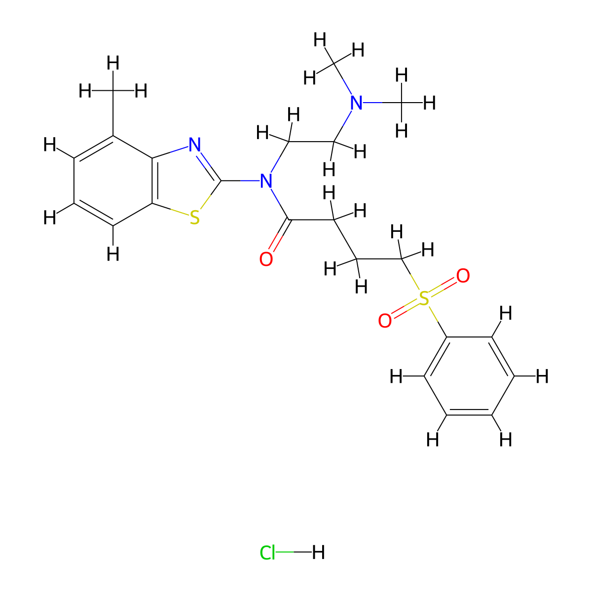 N-(2-(dimethylamino)ethyl)-N-(4-methylbenzo[d]thiazol-2-yl)-4-(phenylsulfonyl)butanamide hydrochloride molecular structure, CAS 1215655-56-3