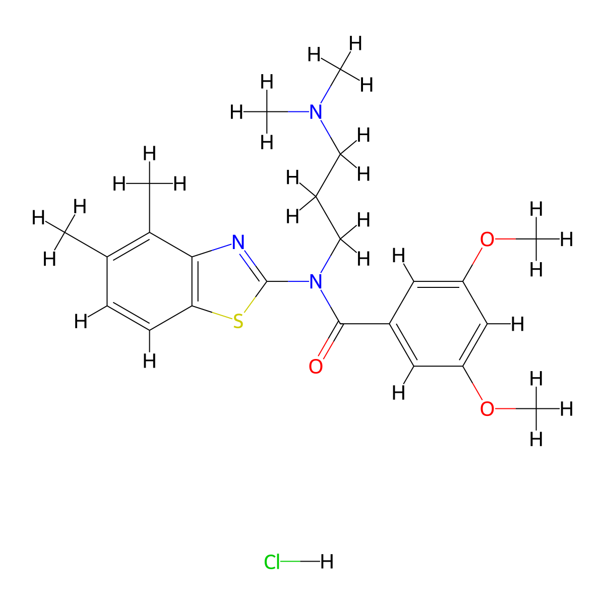 N-(3-(dimethylamino)propyl)-N-(4,5-dimethylbenzo[d]thiazol-2-yl)-3,5-dimethoxybenzamide hydrochloride molecular structure, CAS 1215656-50-0