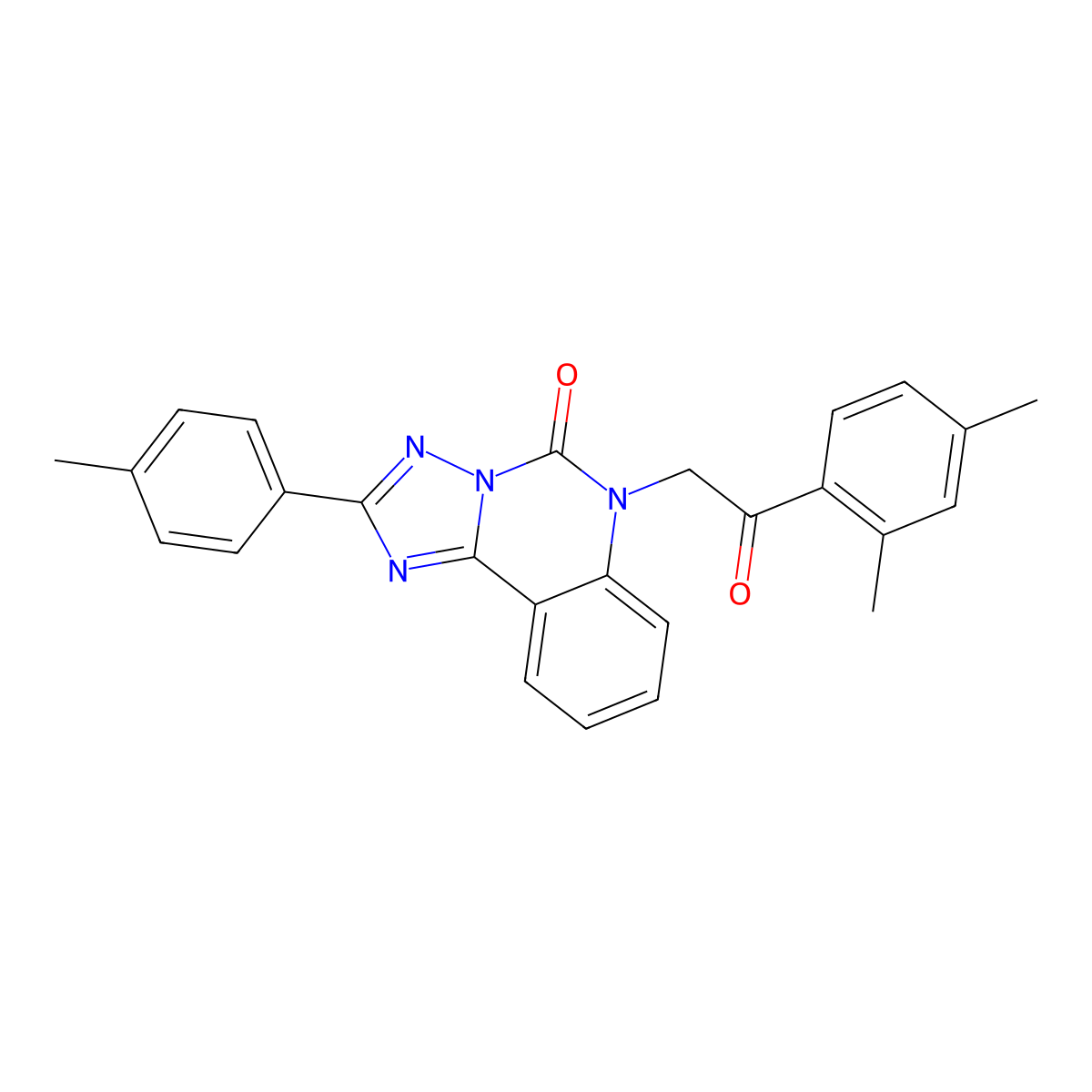 6-(2-(2,4-dimethylphenyl)-2-oxoethyl)-2-(p-tolyl)-[1,2,4]triazolo[1,5-c]quinazolin-5(6H)-one molecular structure, CAS 1215658-61-9