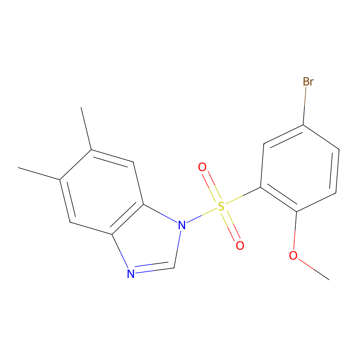 1-[(5-bromo-2-methoxyphenyl)sulfonyl]-5,6-dimethyl-1H-benzimidazole molecular structure, CAS 1215660-15-3