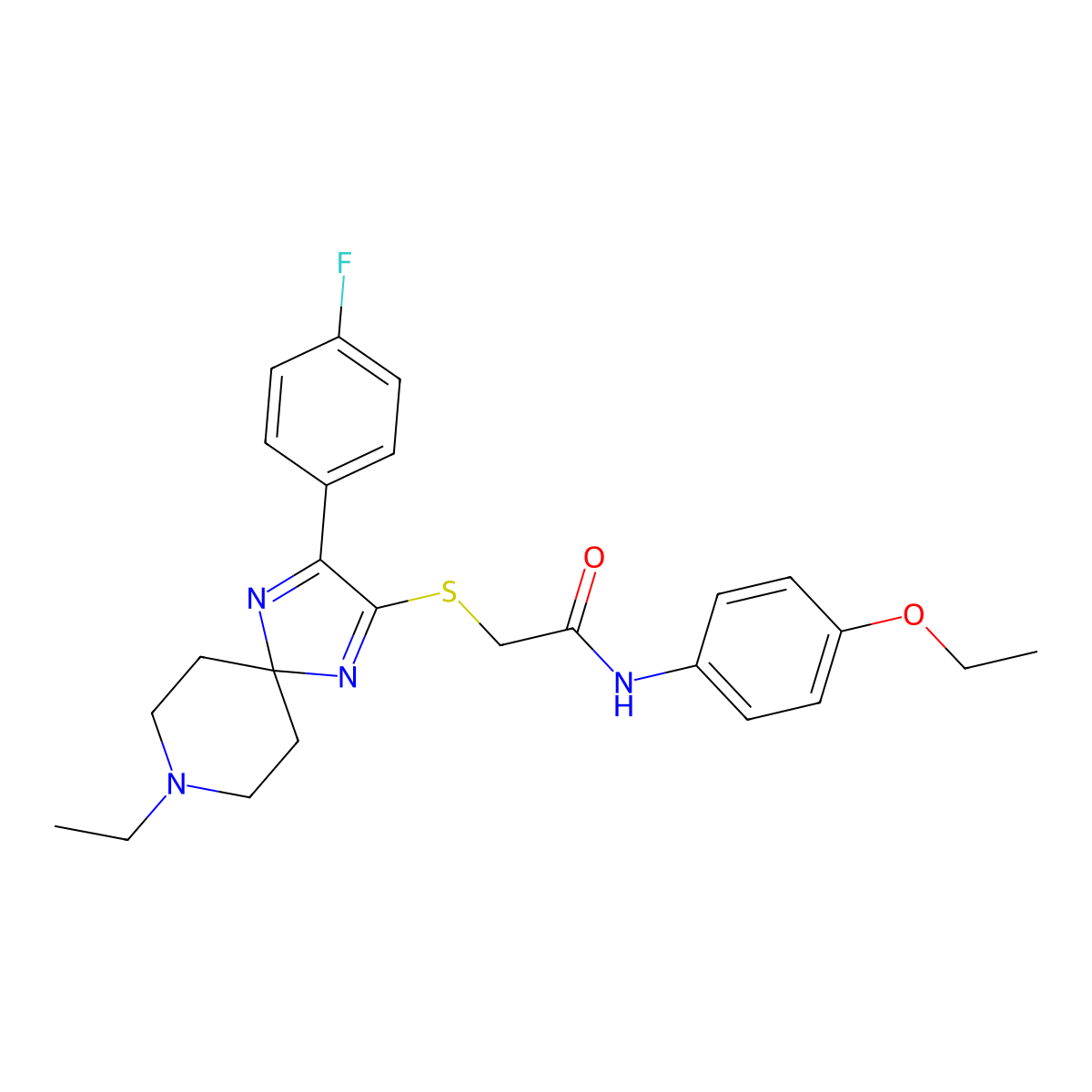 N-(4-Ethoxyphenyl)-2-{[8-ethyl-3-(4-fluorophenyl)-1,4,8-triazaspiro[4.5]deca-1,3-dien-2-YL]sulfanyl}acetamide molecular structure, CAS 1215660-20-0