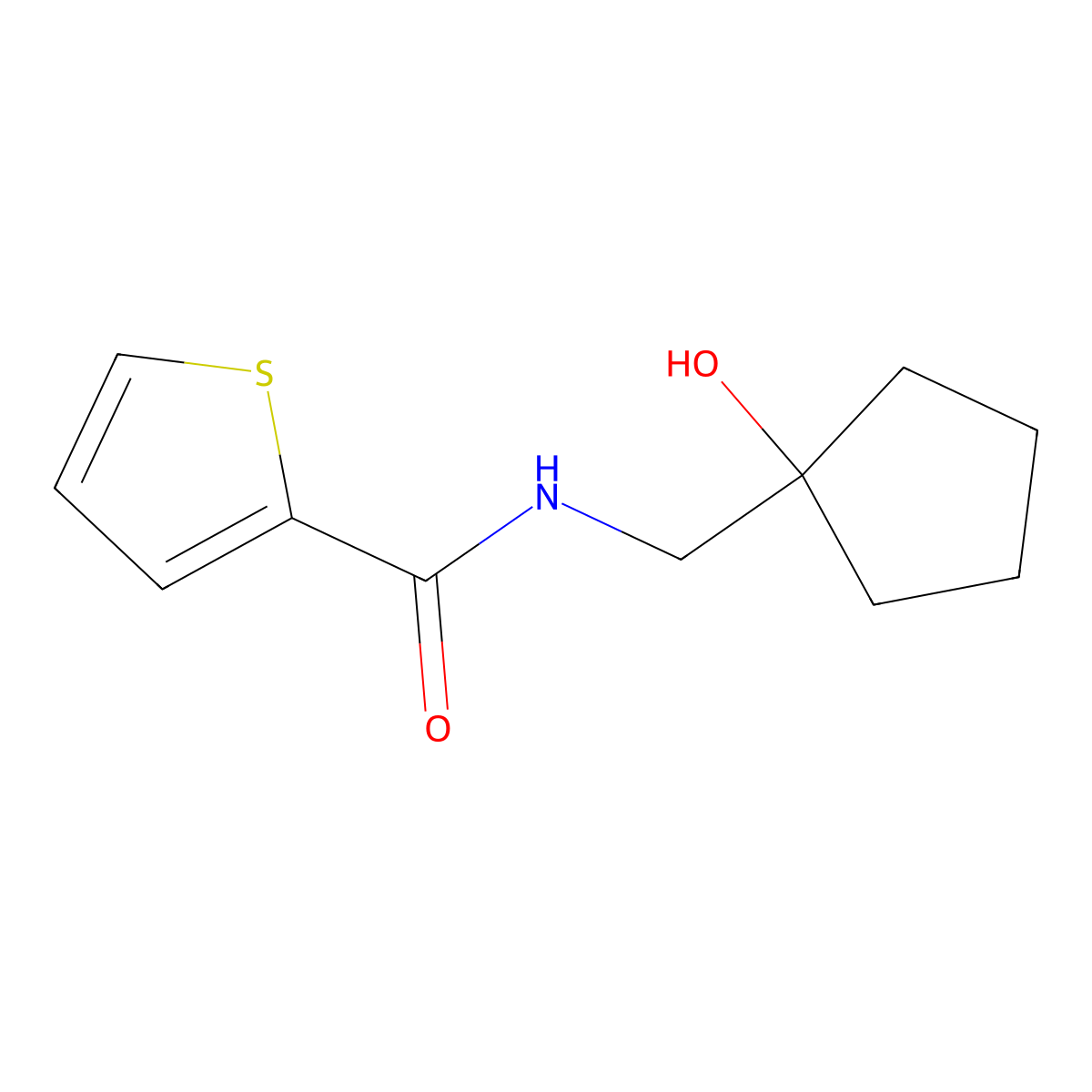 N-[(1-hydroxycyclopentyl)methyl]thiophene-2-carboxamide molecular structure, CAS 1215660-48-2
